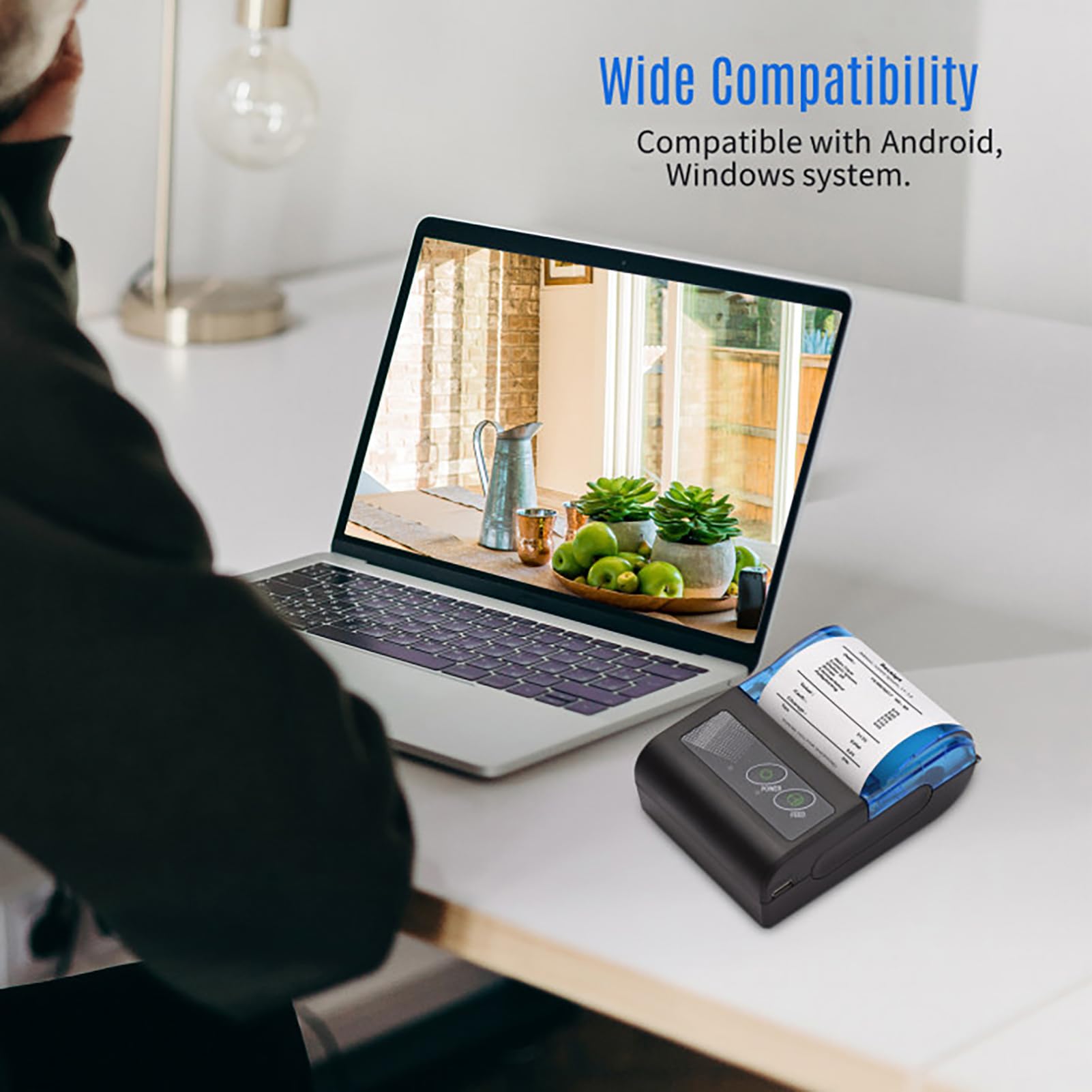 Mini Impresora Térmica Portátil,Xgr-Pos581 Impresora de Tickets de Recibos de Recibos USB Inalámbrica de 2 Pulgadas con Papel de Impresión de 58 mm Compatible con Android Windows