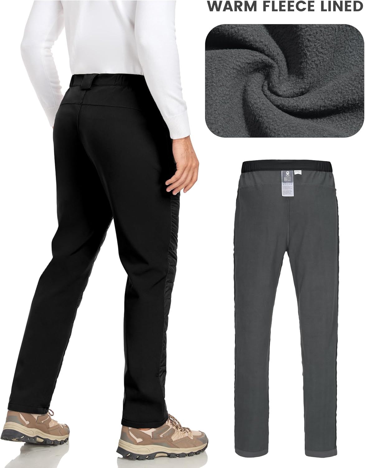 Little Donkey Andy Men's Puffer Pants Warm Fleece Lined Quilted Insulation Snow Ski Pants