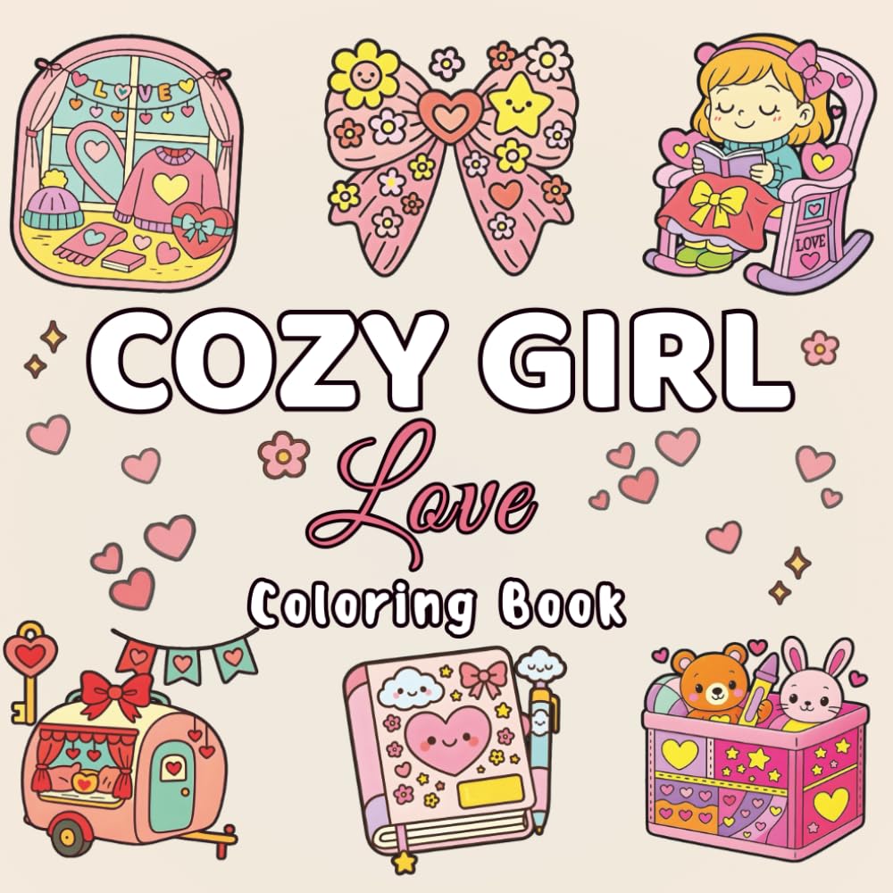 Cozy Girl Love Coloring Book: Bold and Easy Romantic Designs for Relaxation and Soft Comfort Moments, Inspired by Valentine’s Day Season Vibes, for Adults & Teens