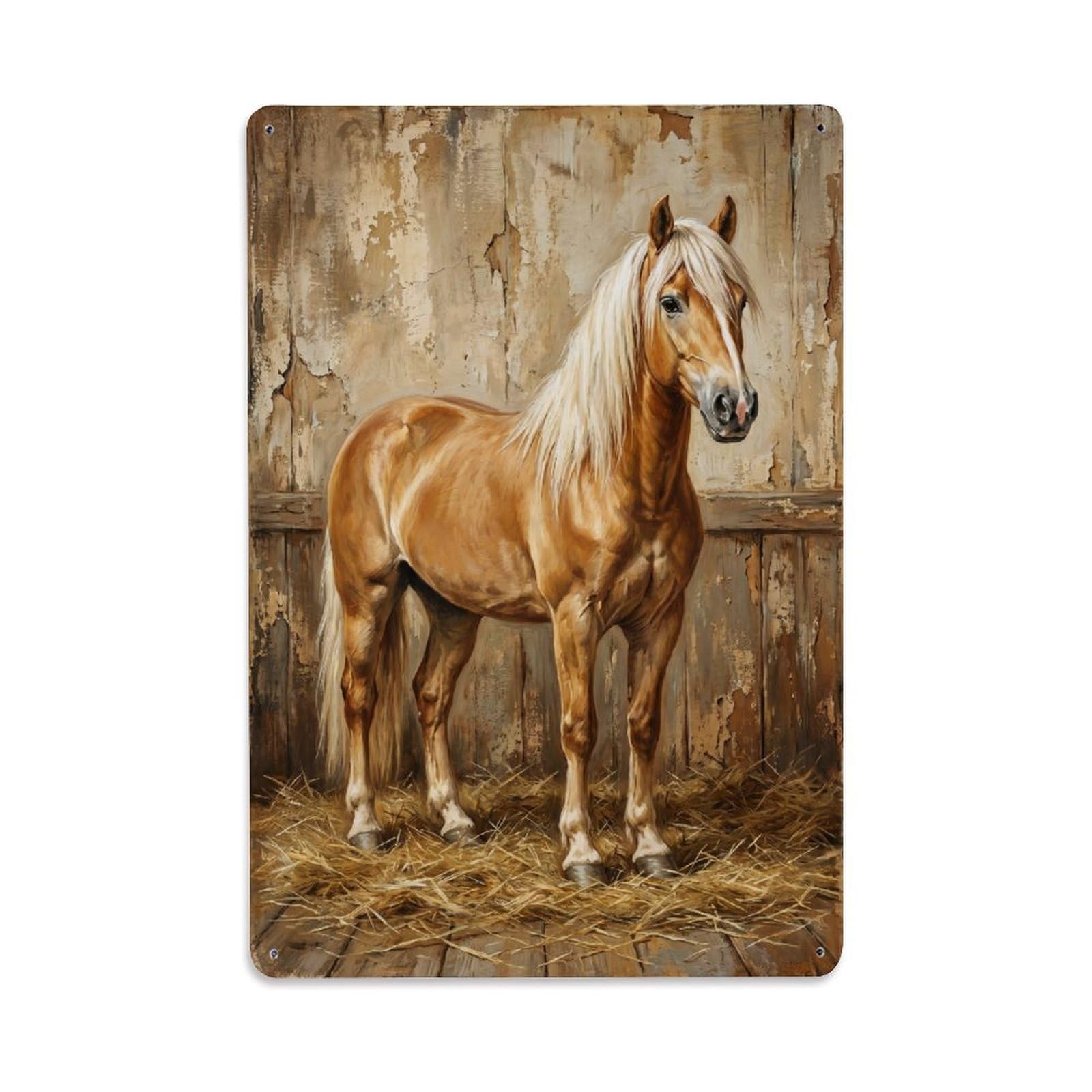 Haflinger Horse Farm Golden Pony Stable Vintage Metal Tin Sign Plaque Wall Decor for Cafe, Club, Garden Metal Poster 8x12Inch