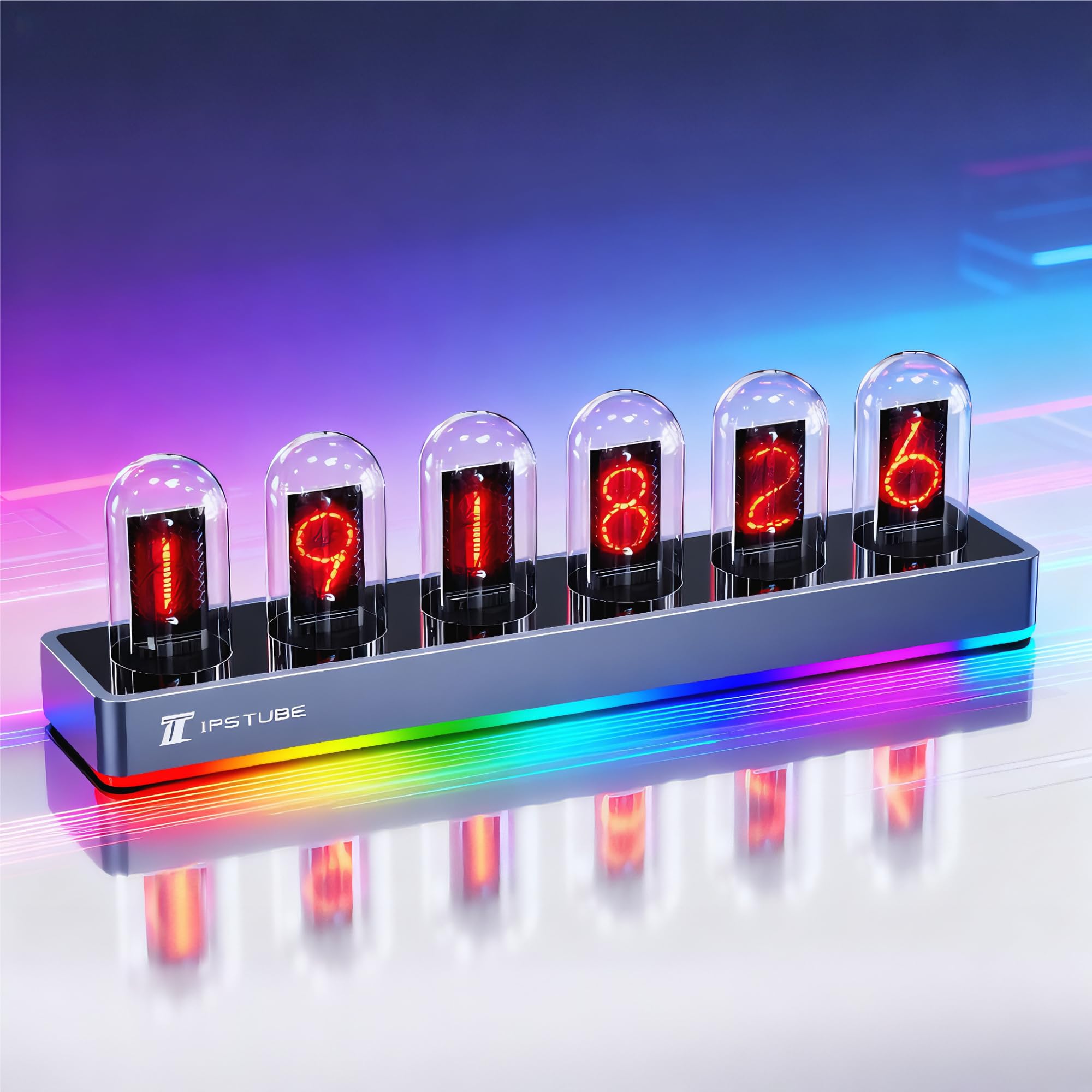 IPSTUBE RGBニキシー管時計 Amazon.com: hnlife IPSTUBE Nixie Tube Clock with RGB Light