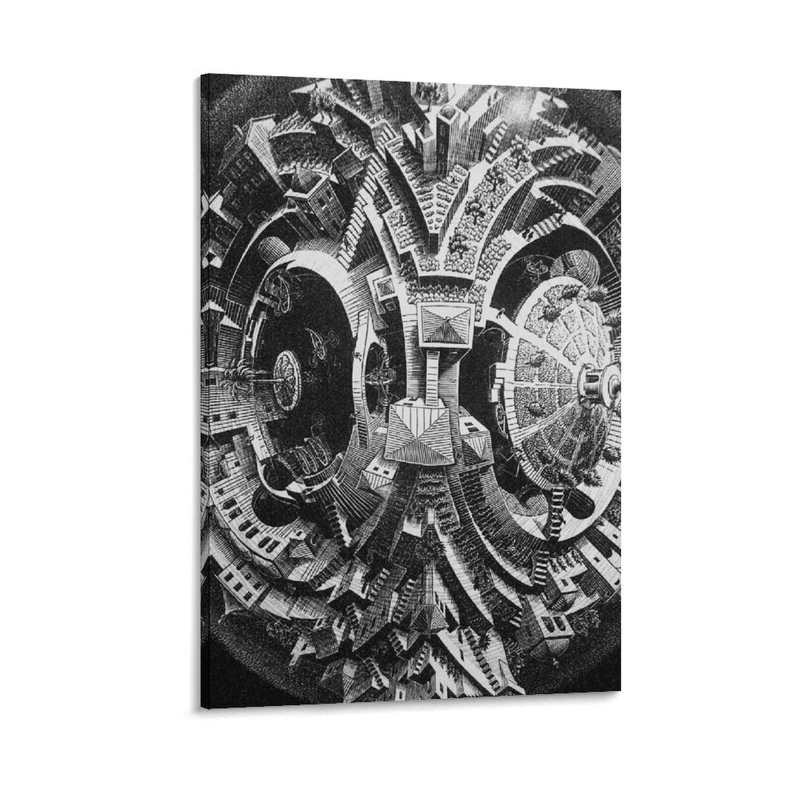 M.C. Escher Tetrahedral Planetoid Wall Art Poster Picture Print Canvas Poster Wall Paint Art Posters Decor Modern Home Artworks 12x18inch(30x45cm)