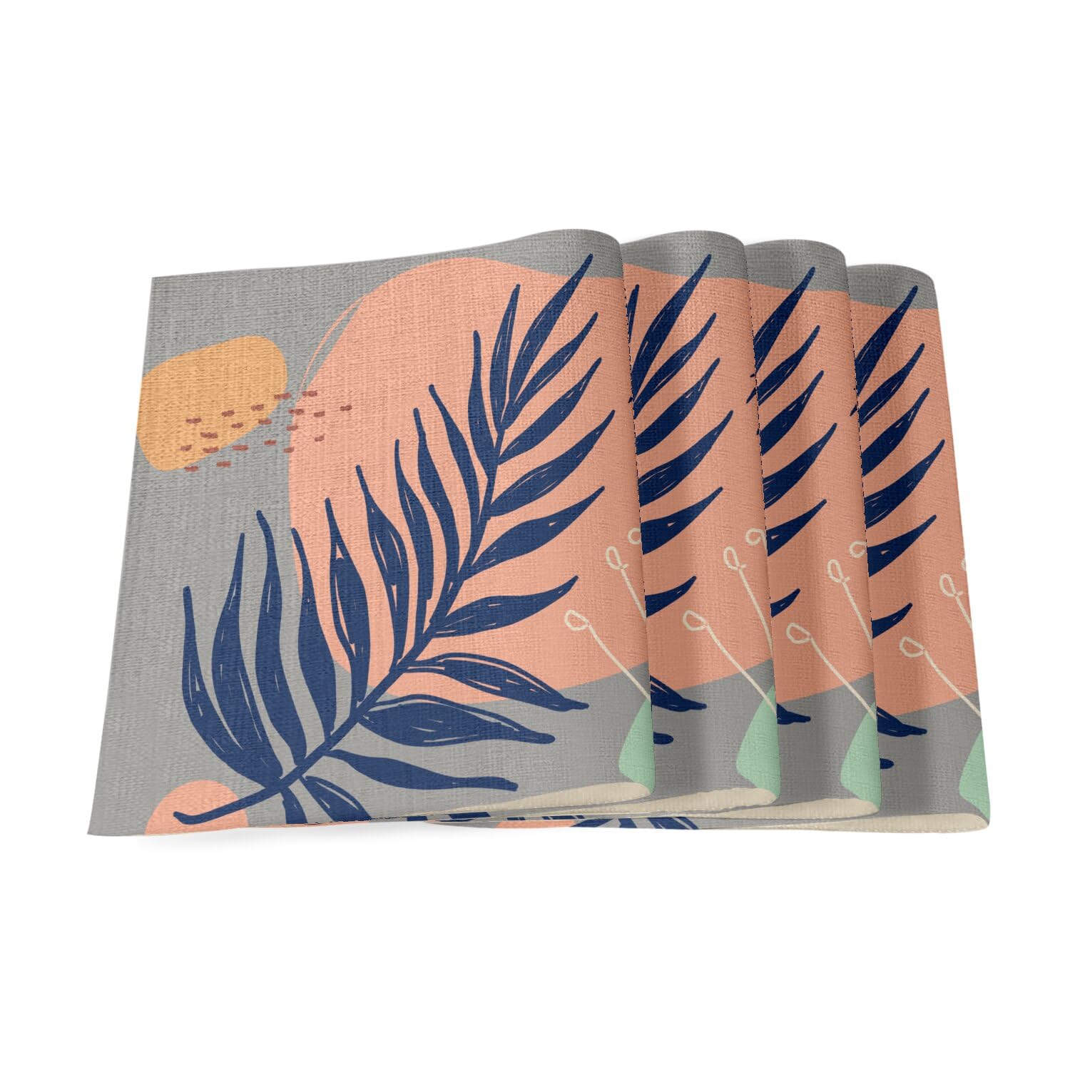 Sets de table en lin pour repas d'été lot de 4 décoration jungle minimaliste