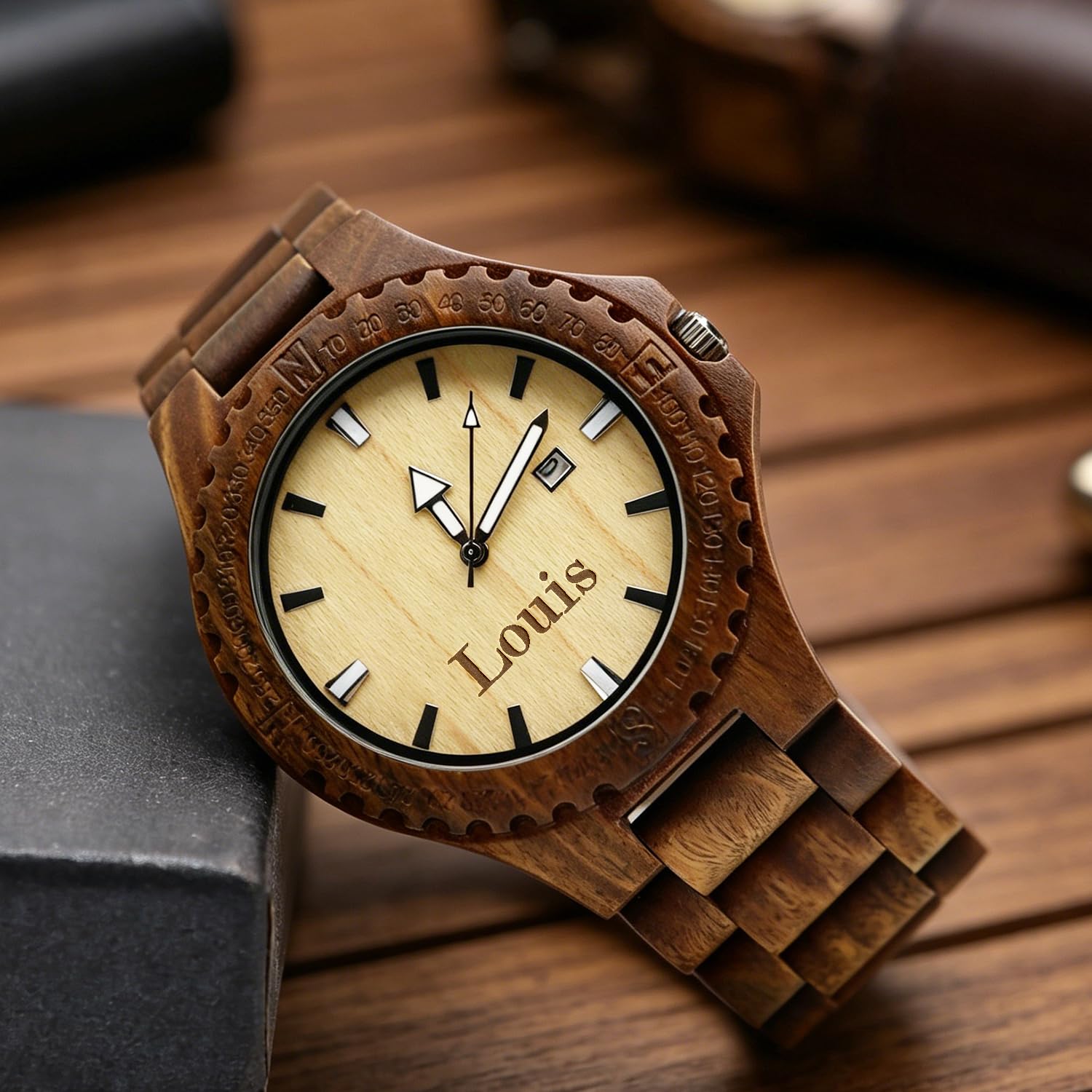 Regalo personalizado para hombres – Reloj de madera grabado personalizado, 8º aniversario de boda para marido, regalo del día del padre para marido, regalo de cumpleaños para marido