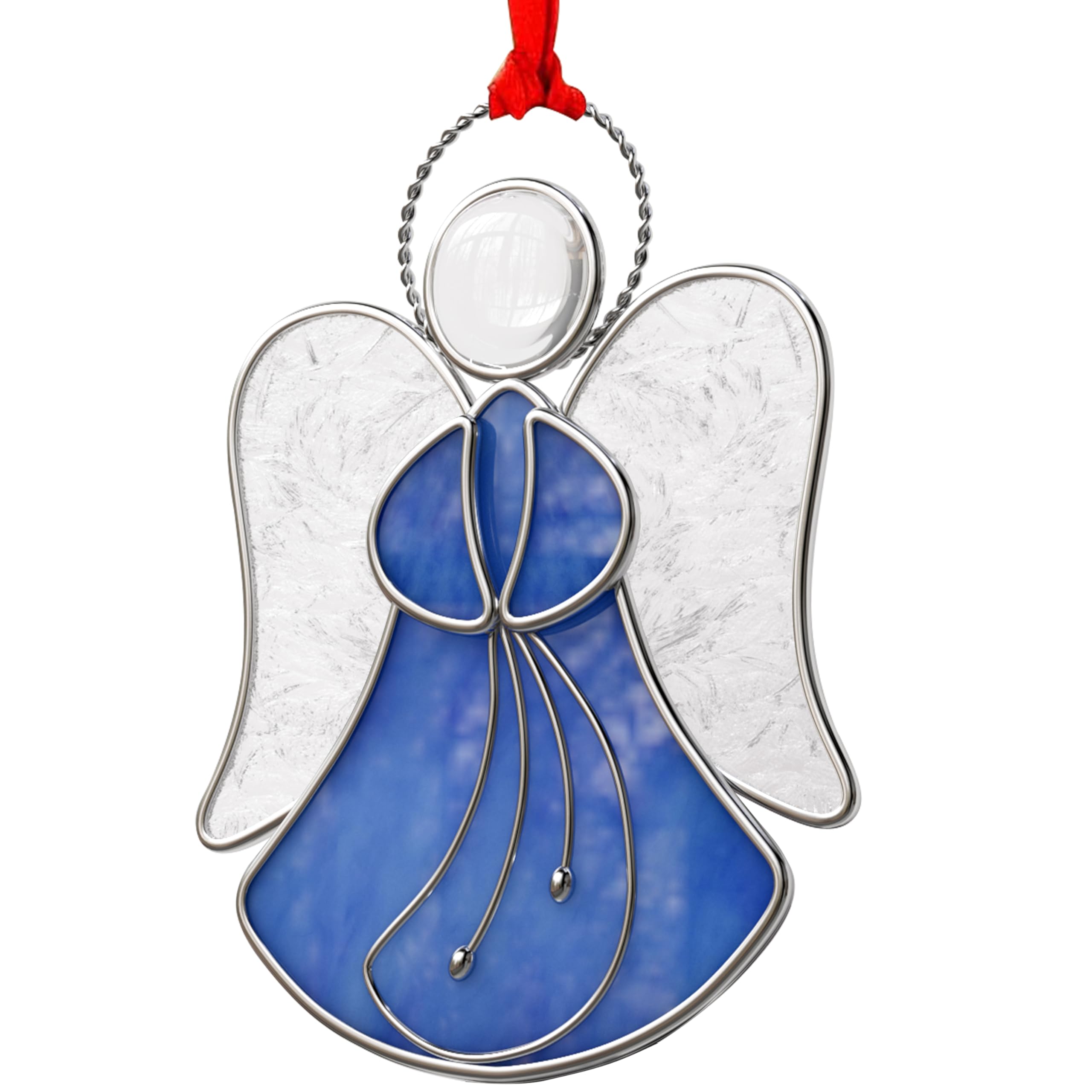 KUNDGLA Stained Glass Sun Catcher for Windows Blue Angel Hangings Personalized Ornament Metal Decorative Gifts for Mom Grandma Friend Teacher Birthday Christmas Tree Holiday Hanging Decor Gift Box โ image 1