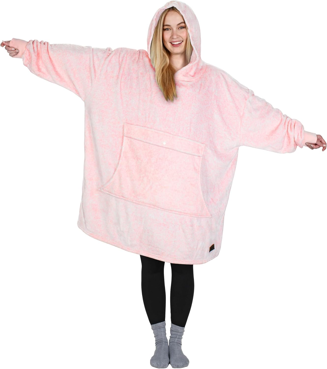 Catalonia Pink Oversized Blanket Hoodie Sweatshirt, Wearable Fleece Pullover for Adults Men Women