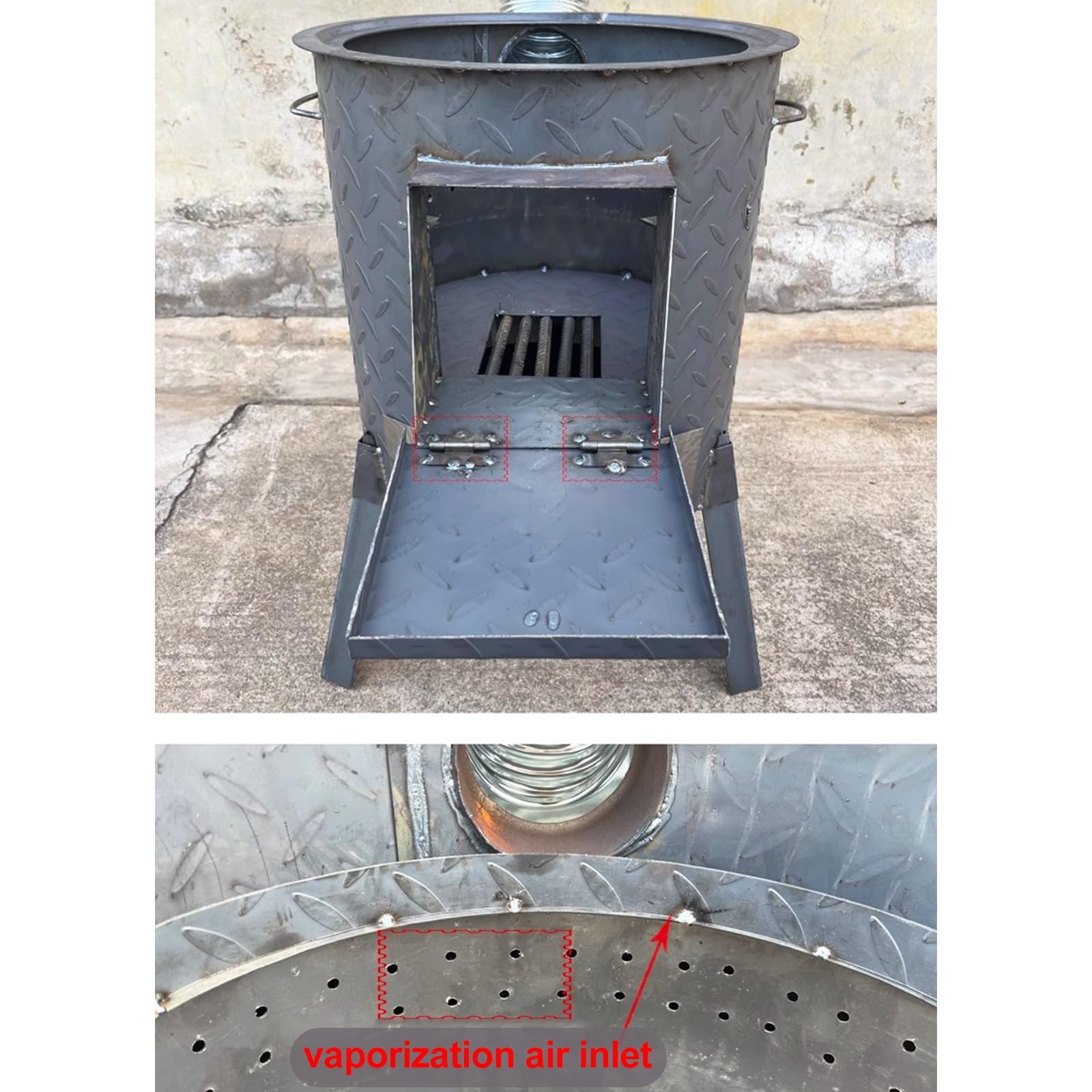 Stufa a Legna da Campeggio con Tubi Rimovibile Fornelletto da Campeggio Struttura in Acciaio Laminato a Freddo per All'aperto, Picnic, Riscaldamento e Cucina