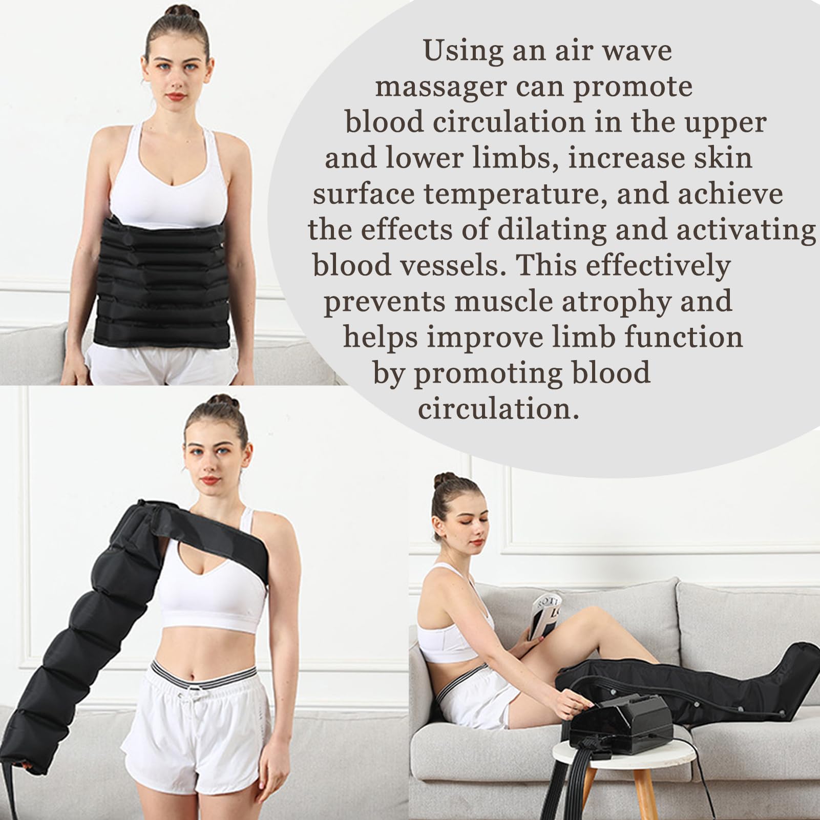 Apparecchio Pressoterapia Gambe e Braccia,Pressoterapia per Casa con Massaggio Linfodrenante,Soluzione per Gambe Gonfie e Stanche - Regolazione Pressione Personalizzabile
