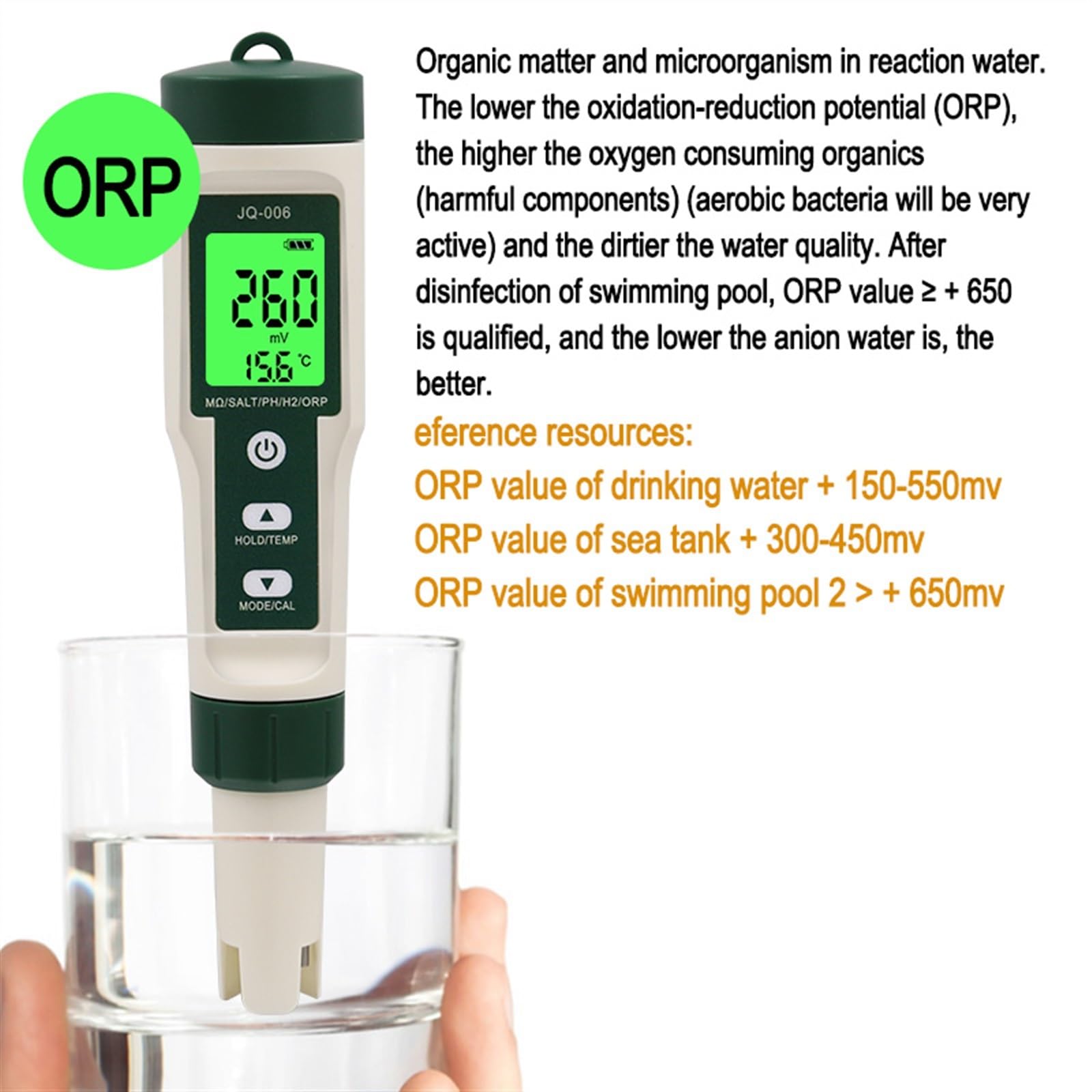 Misuratore TDS, Questo, Come, Misuratore, Tester della qualità 'Acqua 10 in 1 PH/T D S/EC/SALT/TEMP/SG/ORP/H2/penna Fertile/resistività Acquario per Piscina,per Acqua Potabile(No Backlight)