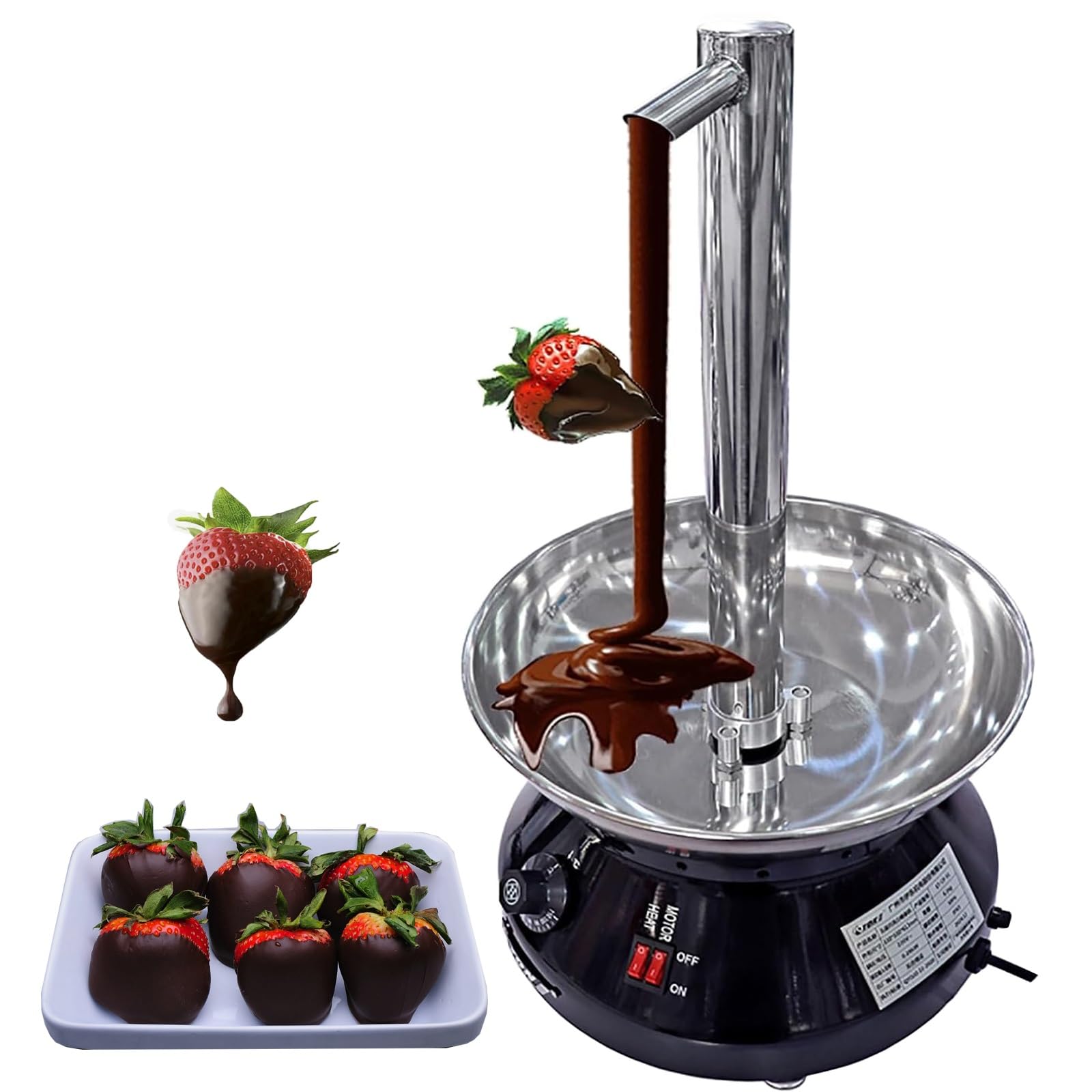 Fondue à chocolat électrique en acier inoxydable pour fondue - Pour fête, mariage, anniversaire