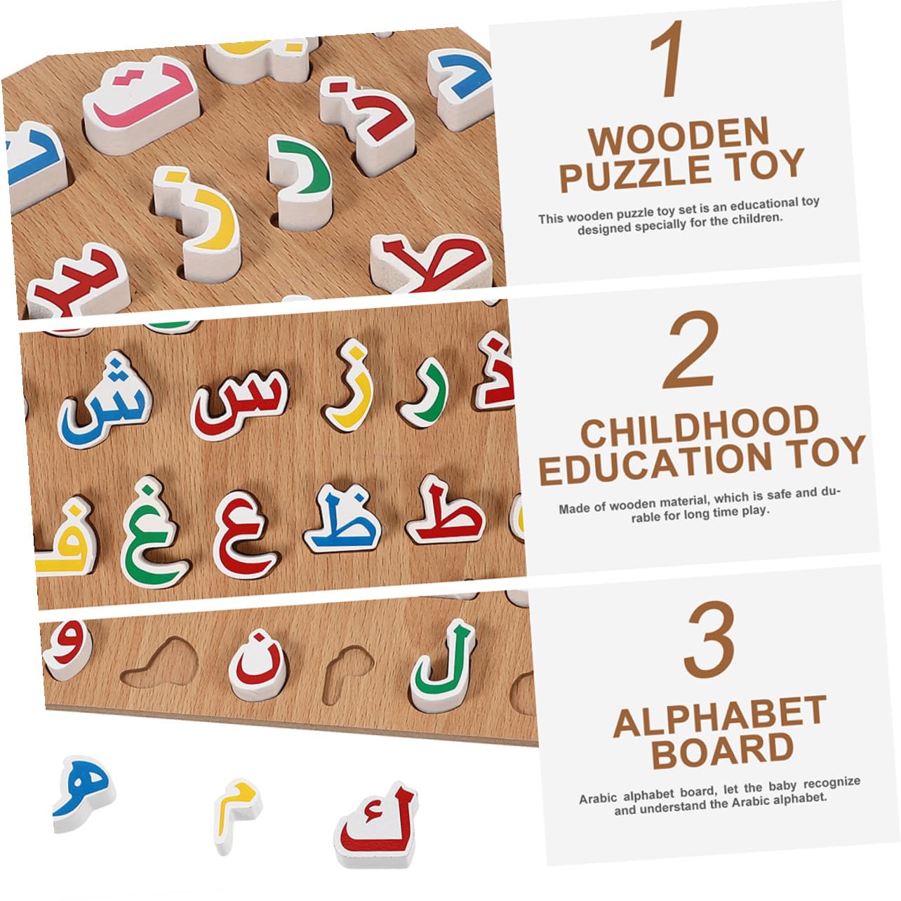 Puzzle in Legno 2 Set, Gioco Educativo per Bambini | Alfabeto Orientale, Presa Semplice e Bordi Lisci, Adatto a Scuola e Insegnamento Domestico