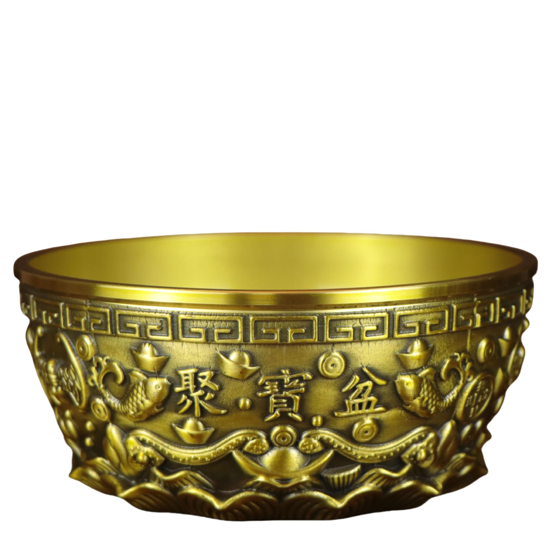 Dytartzx China Traditional Fengshui Money Bowl Statue Cornucopia Figurine Home Office Copper Basin Ornament for Wealth Success Good Luck
