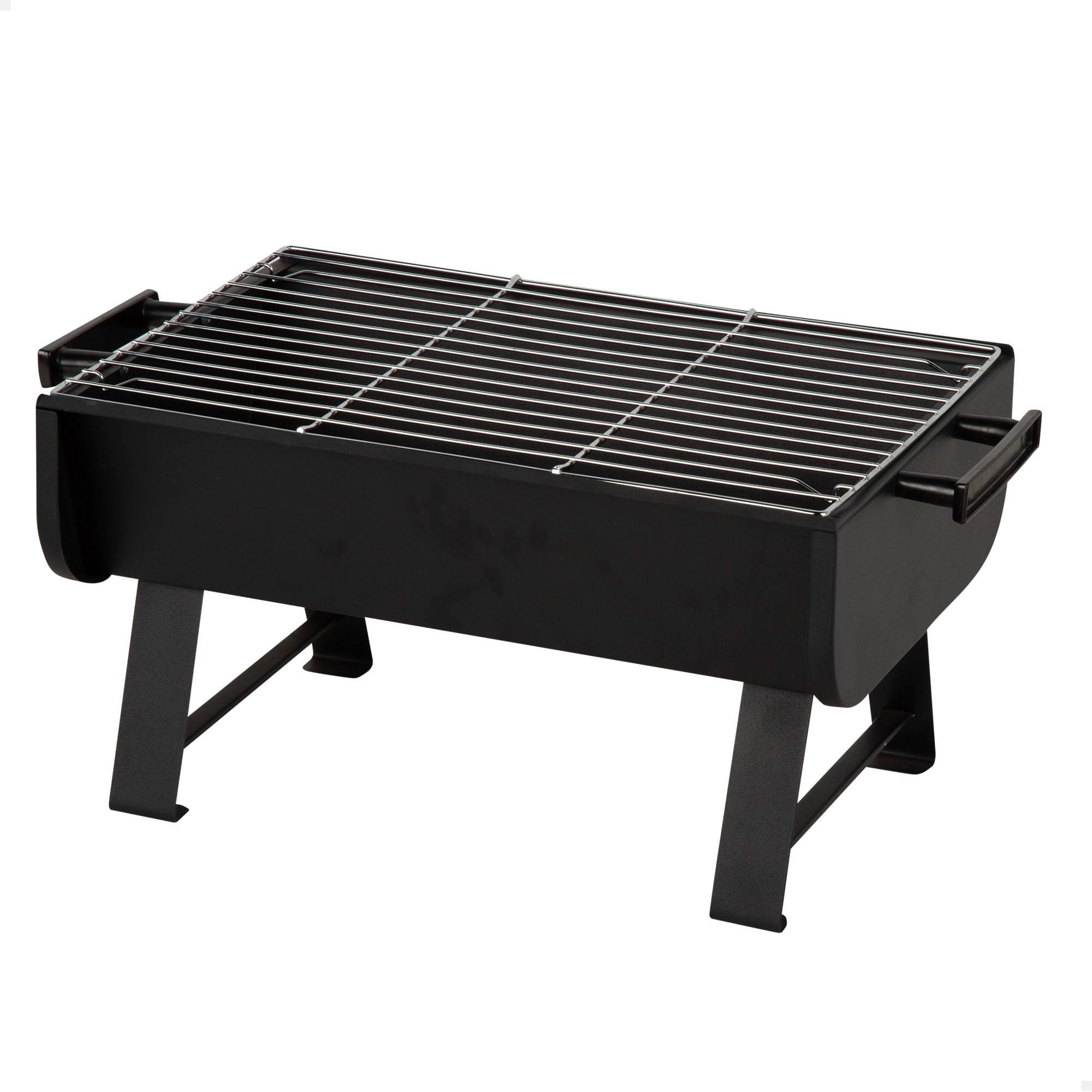 AKTIVE 63168 przenośny grill na węgiel drzewny, stalowy, 45 x 30 x 25 cm, z bocznymi uchwytami i grillem ze stali nierdzewnej, optymalny na kemping