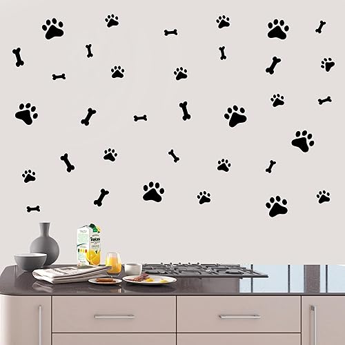 Miniatura 4 de 76 calcomanías de pared de pata de perro con hueso, decoración de habitación de perro, cachorro, calcomanías de pared de vinilo extraíbles, huellas