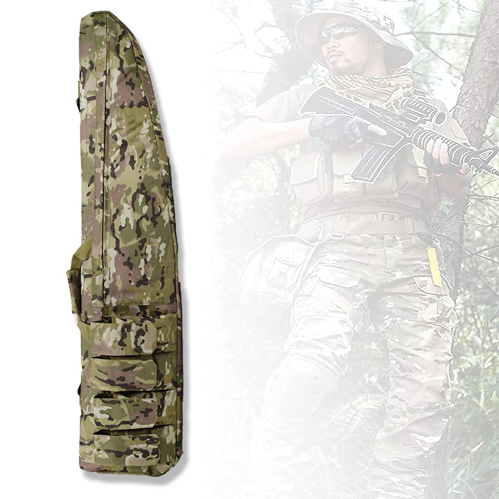 Custodia Doppia Per Fucile Da 120 Cm – Fodero Imbottito E Impermeabile In Nylon 600D, Con Tasche E Spallacci Regolabili, Nero