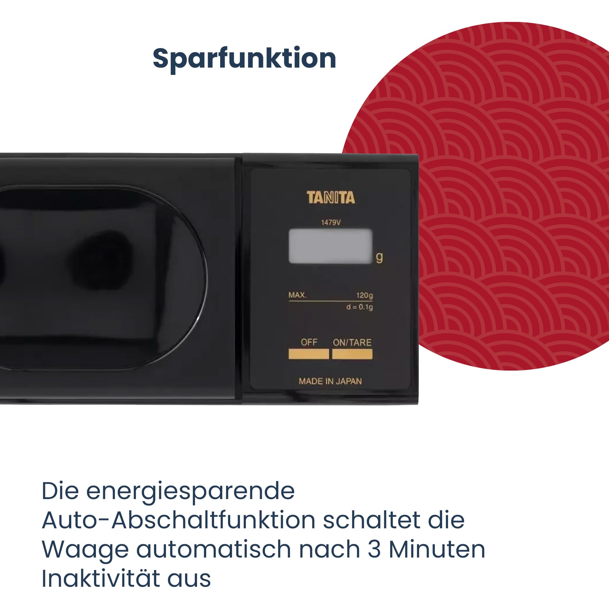 TANITA Mini-Waage 1479V – Kleine Digitale Präzisionswaage mit 0,01 g Genauigkeit – Hergestellt in Japan, 120 g Kapazität, LCD-Display