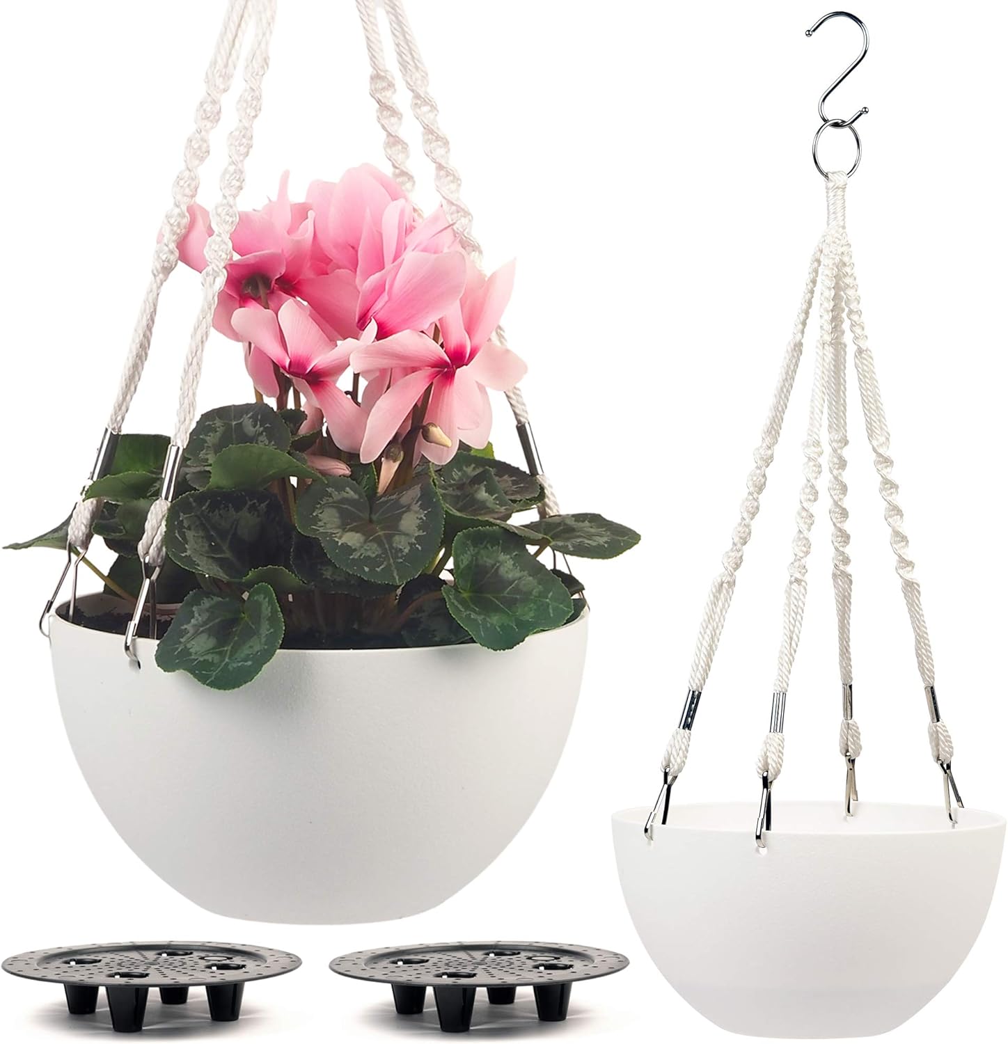 Self Watering Hanging Planter (10" Inch Set of 2) | Hanging Pots for Plants | Outdoor & Indoor Hanging Planters for Outdoor Plants | Macrame Plant Hangers with Handmade Rope by Serenehuman : Patio, Lawn & Garden