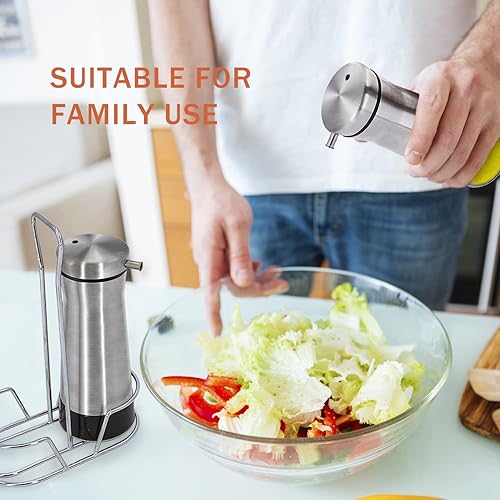 Miniatura 5 de Aelga Juego de dispensador de aceite y vinagre con cadillo, paquete de 2 botellas dispensadoras de aceite para cocina sin goteo, decoración de