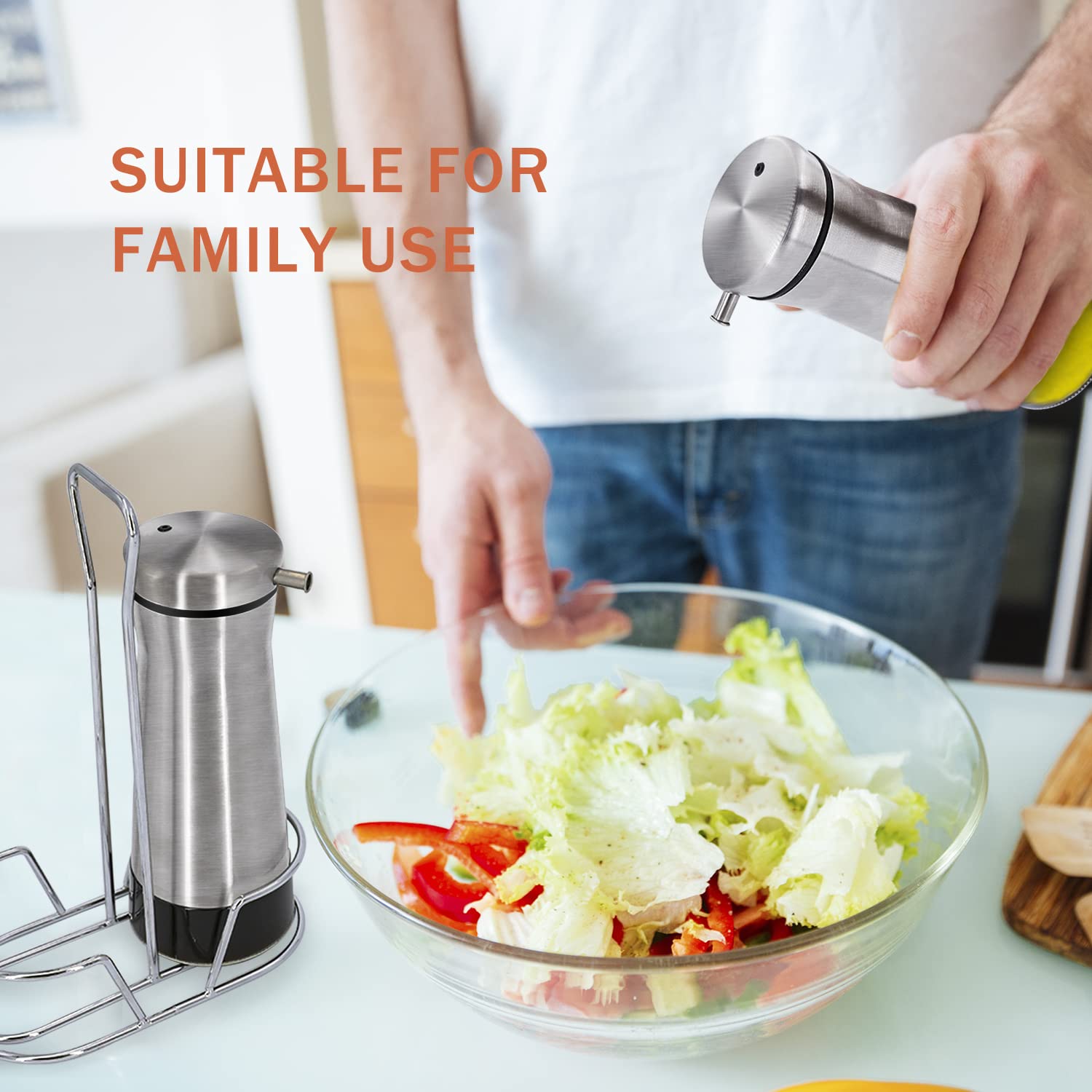 Aelga Juego de dispensador de aceite y vinagre con cesta, paquete de 2 botellas dispensadoras de aceite para cocina sin goteo, decoración de cocina y accesorios para el hogar, restaurantes, bodas