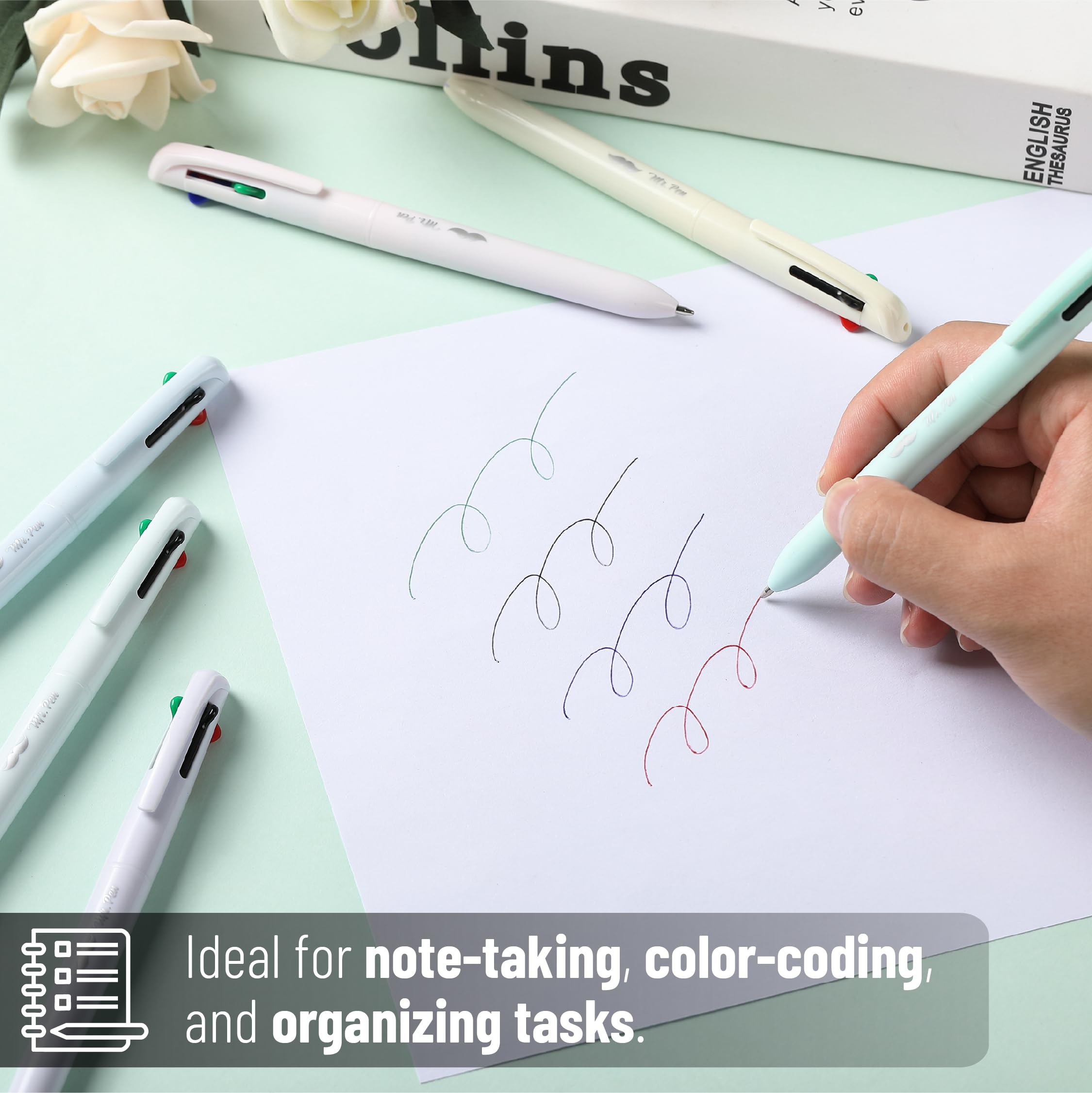 Mr Pen- Ballpoint Multicolor Pen in One 4-in-1 6 Pack Colorful Ink Retractable Multi Color Pens All in — view 4