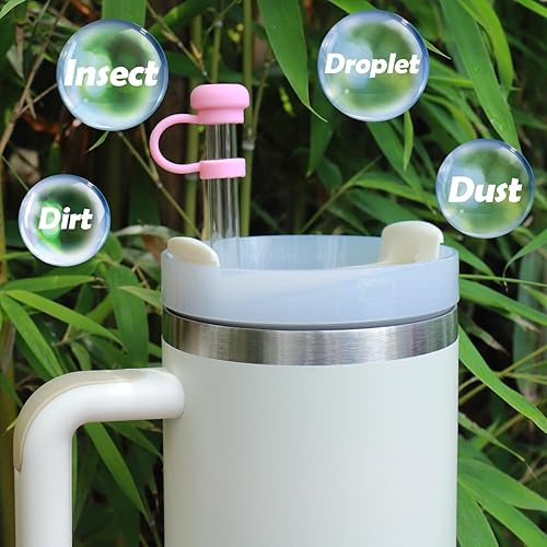 Miniatura 2 de GLAMFIELDS 9 tapas de popote para Stanley Cup 30 40 onzas, 0.4 pulgadas 0.394 in, cubiertas de popote de silicona suave reutilizables para vasos