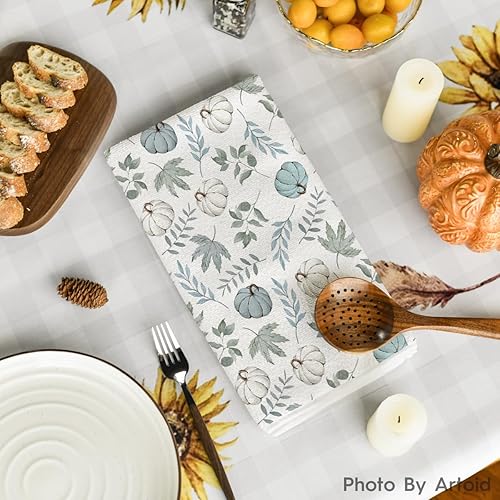 Miniatura 10 de Artoid Mode Juego de 2 toallas de cocina de otoño con diseño de calabaza y hojas naranjas, 18 x 26 pulgadas, decoración de granja