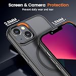LAYJOY Case for iPhone 13/iPhone 14, Magnetic Matte Protection Phone Case[Anti-Fingerprint] [Shockproof] [Anti-Scratch] [Anti-Yellowing] Frosted Translucent Back Phone Cover-Black