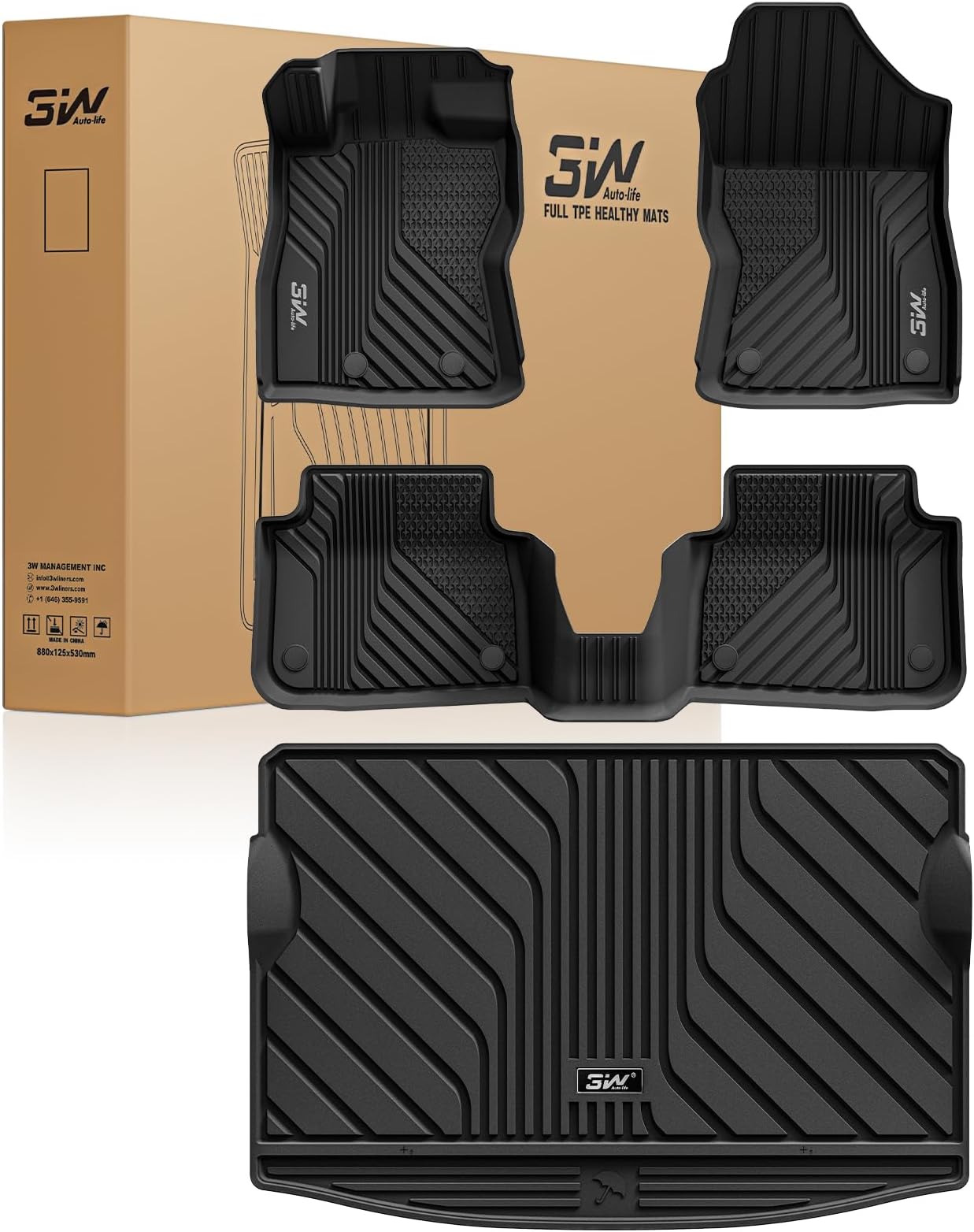 3W Floor Mats & Cargo Liner Fit for 2024 2025 2026 Subaru Crosstrek/2024 2025 2026 Subaru Impreza, All Weather TPE Car Liner Custom Fit for Crosstrek & Impreza Accessories (NOT for Hybrid)