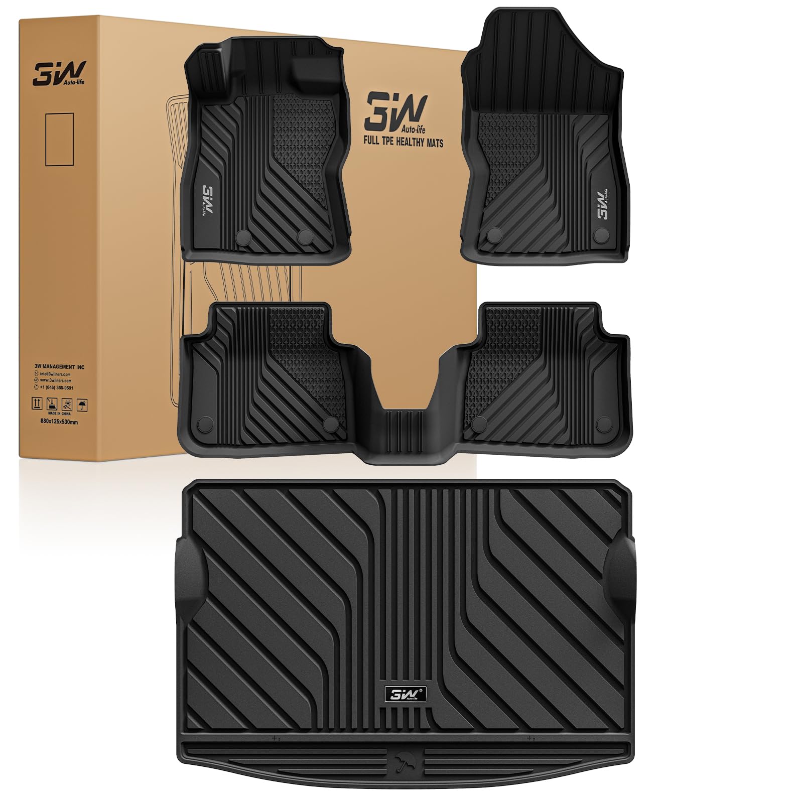3W Floor Mats & Cargo Liner Fit for 2024 2025 2026 Subaru Crosstrek/2024 2025 2026 Subaru Impreza, All Weather TPE Car Liner Custom Fit for Crosstrek & Impreza Accessories (NOT for Hybrid)