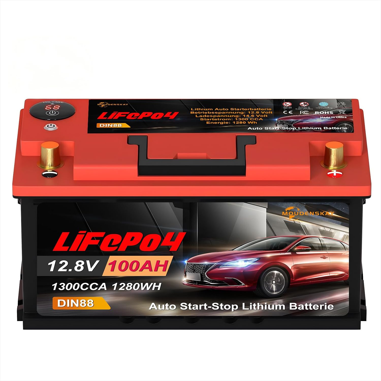 MOUDENSKAY LiFePO4 Autobatterie 12V 100Ah 1300CCA