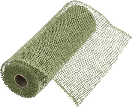 MECCANIXITY 10 Inch Poly Burlap Mesh for Wreath, Decorative Mesh Fabric Ribbon 5 Yard for Fall Easter Christmas Flower Bow, Dark Green