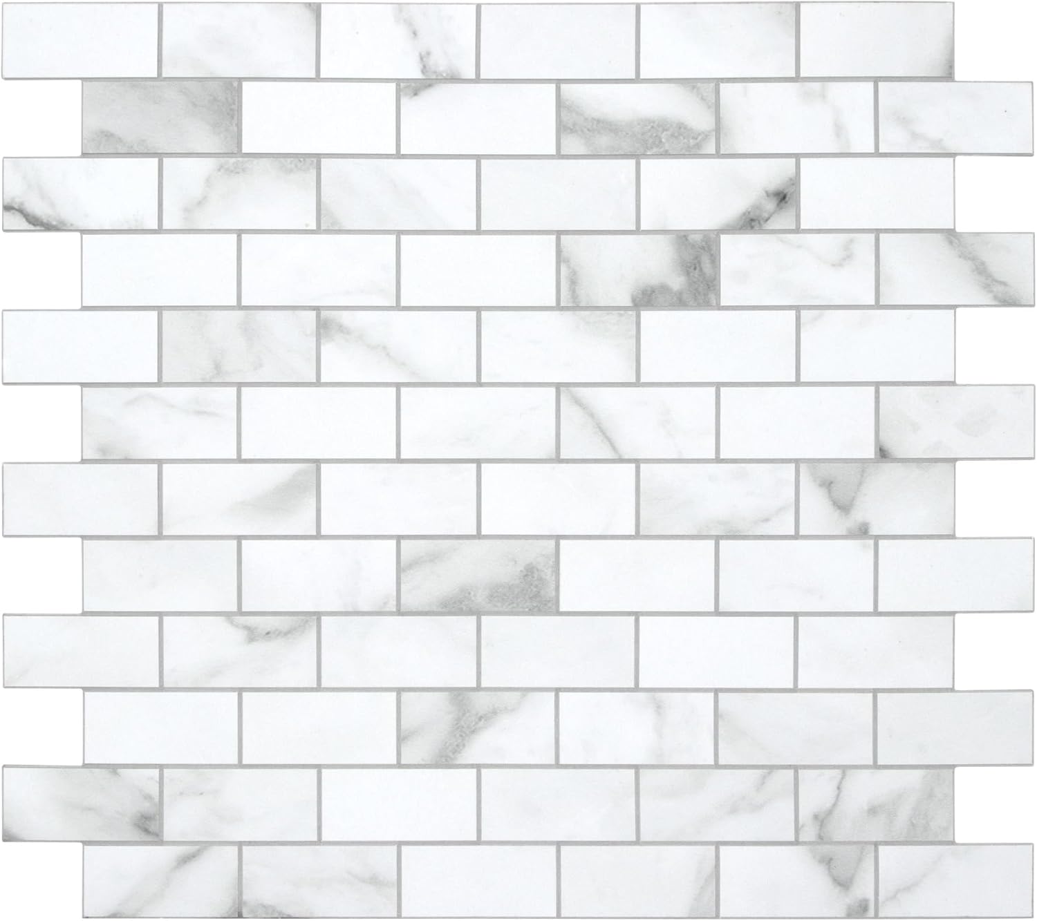 10-Sheet Subway Peel and Stick Backsplash Tile, 11.3" x 10.8" Carrara White Stone Composite Marble Looks Self Adhesive Waterproof Wall Tile, Stick on Tiles for Kitchen Bathroom Shower Fireplace Carrara White 11.3*10.8*0.12inch(10 sheets)