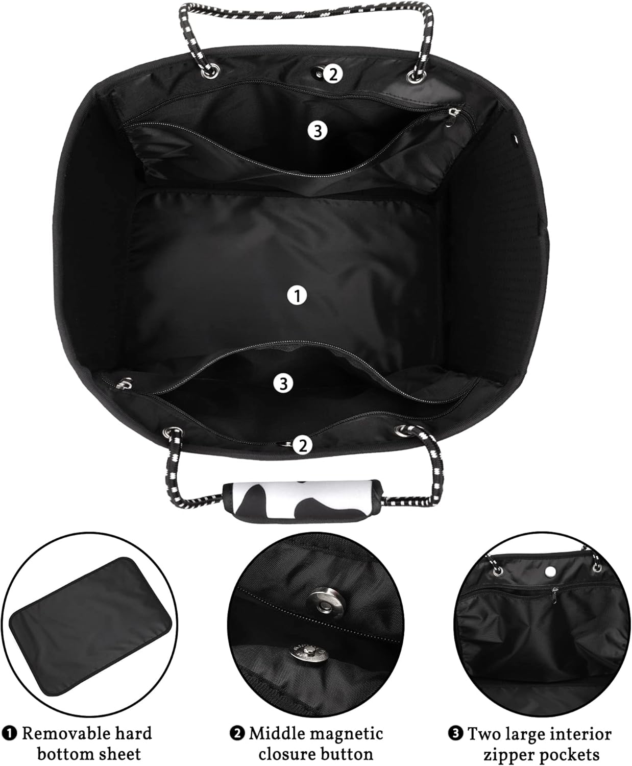 Neoprene Tote Bag - Large Travel Beach Pool Gym Handbag for Women & Men - Image 4