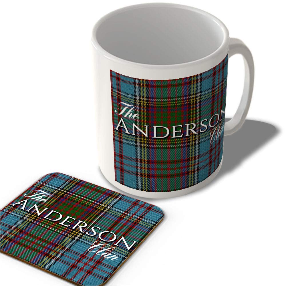 Mcmug White - The Anderson Clan - Anderson Tartan - (Full Background) - Scottish Mug And Coaster Set, Ceramic, 11Fl.oz.
