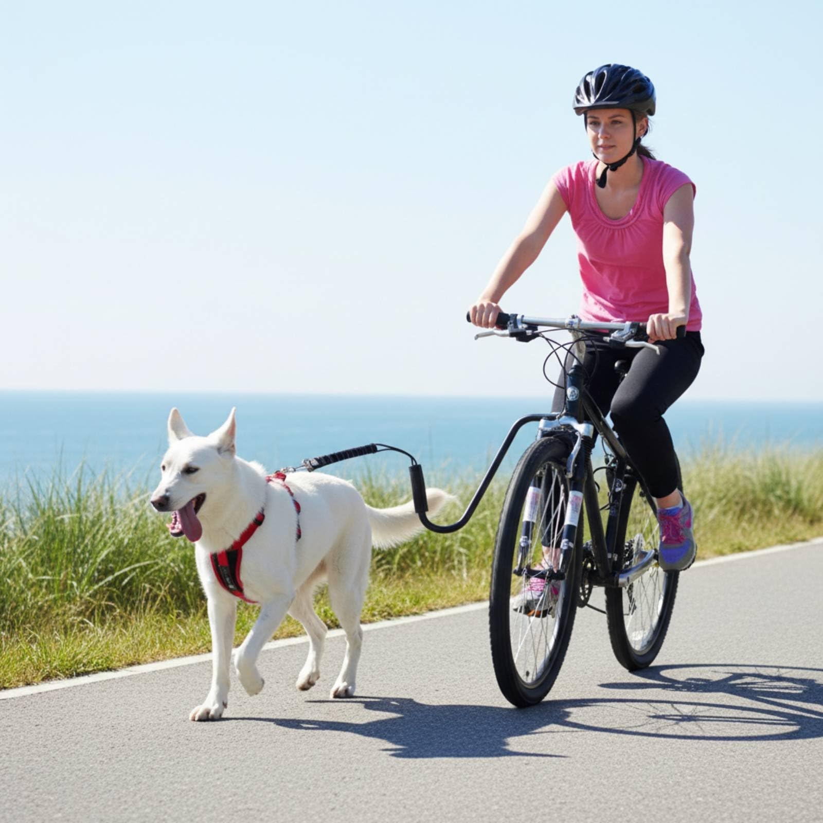 Bike Towing Rope Correa para Bicicleta Correa de Perro Accesorio de Ciclismo Correa Antitirones Metal Que Reduce Tirones y Mantiene Distancia de la