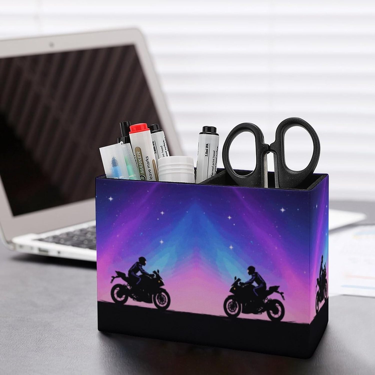 Rectangle Motorcycle Night Sky Pen Holder Desktop Organizer image 5