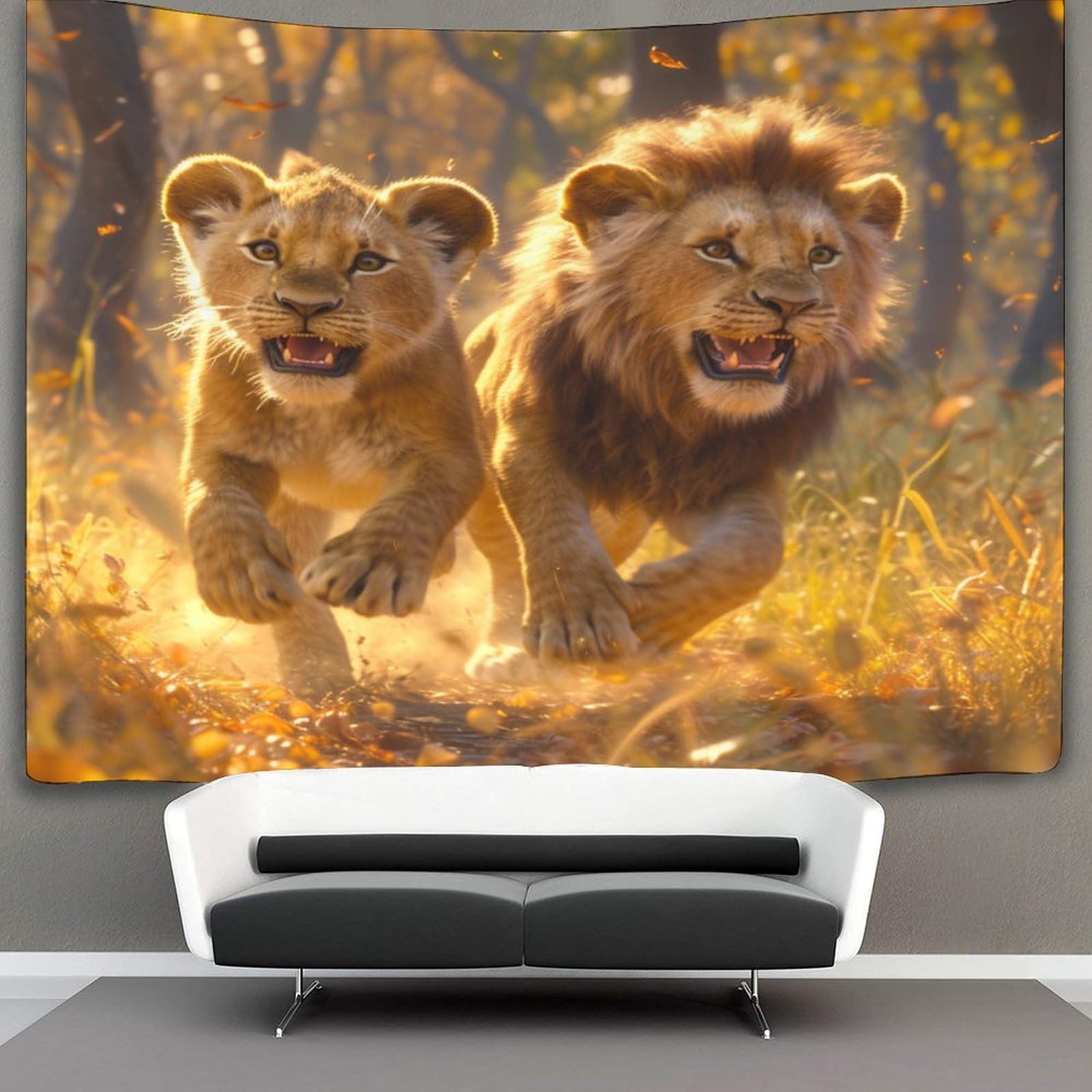 kaiyun Majestic Lion Cheetah Tapestry Wall Hanging,Animal for Bedroom Decor Birthday Party Celebration Or Garden Backdrop 180cmx230cm
