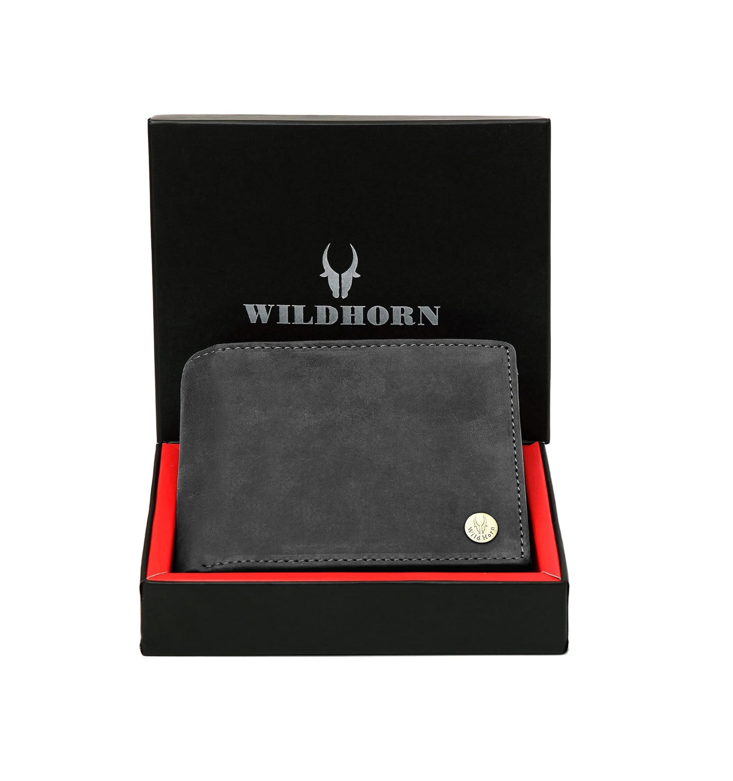 WildHorn Grey Leather Wallet for Men I Ultra Strong Stitching I 6 Card Slots I 2 Currency & 2 Secret Compartments I 1 Coin Pocket