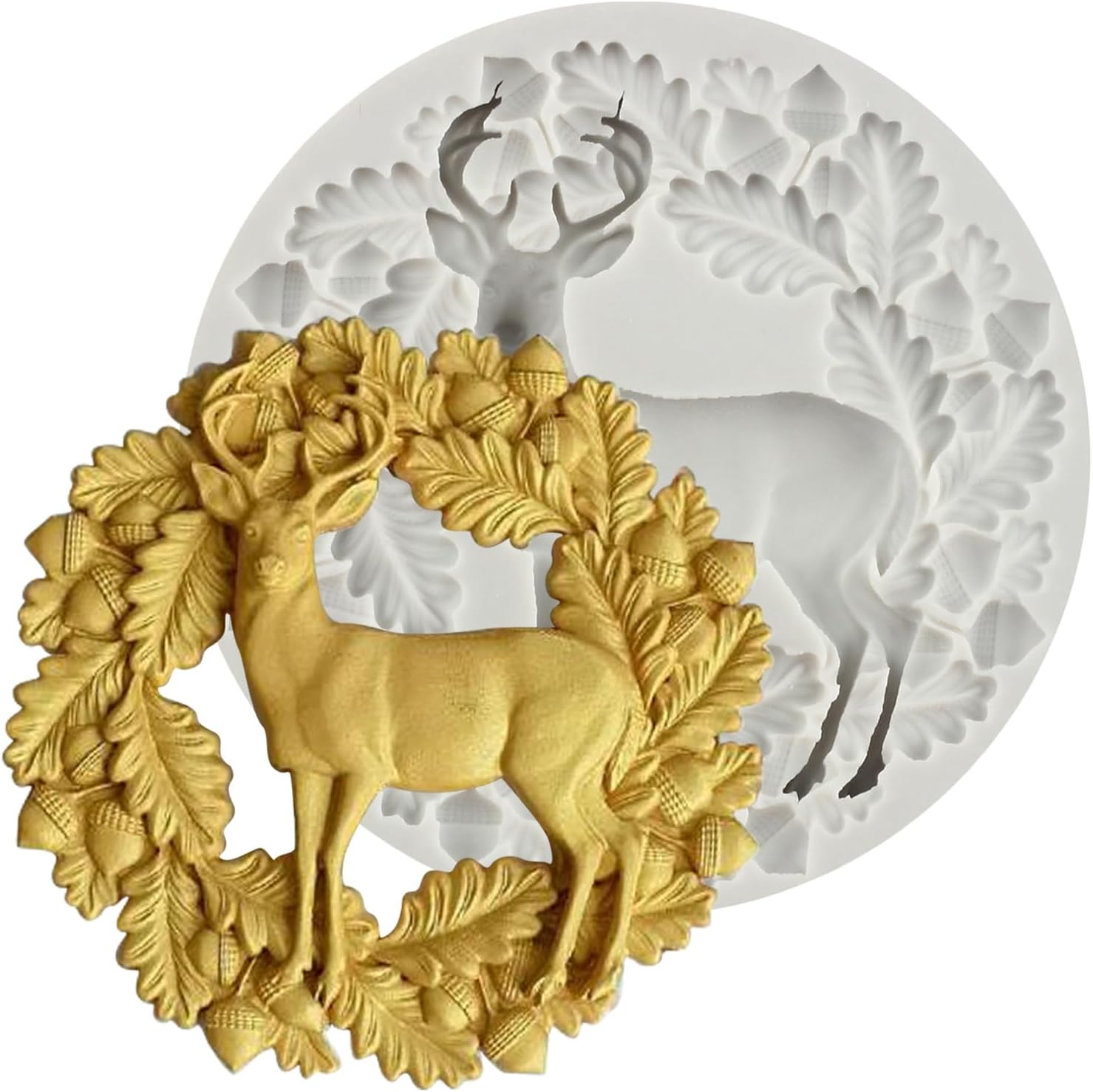 Christmas Theme Silicone Candy Molds 3D Deer Silicone Mold Pine Cone Candy Mold for Cake Decoration Cupcake Toppers Fondant Chocolate Polymer Clay Gum Paste