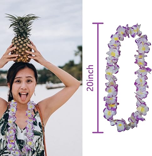 Miniatura 4 de Leis for Luau Party - 24 unidades Leis de flores gruesas y exuberantes para fiestas Luau, graduaciones, cumpleaños y bodas en la playa,