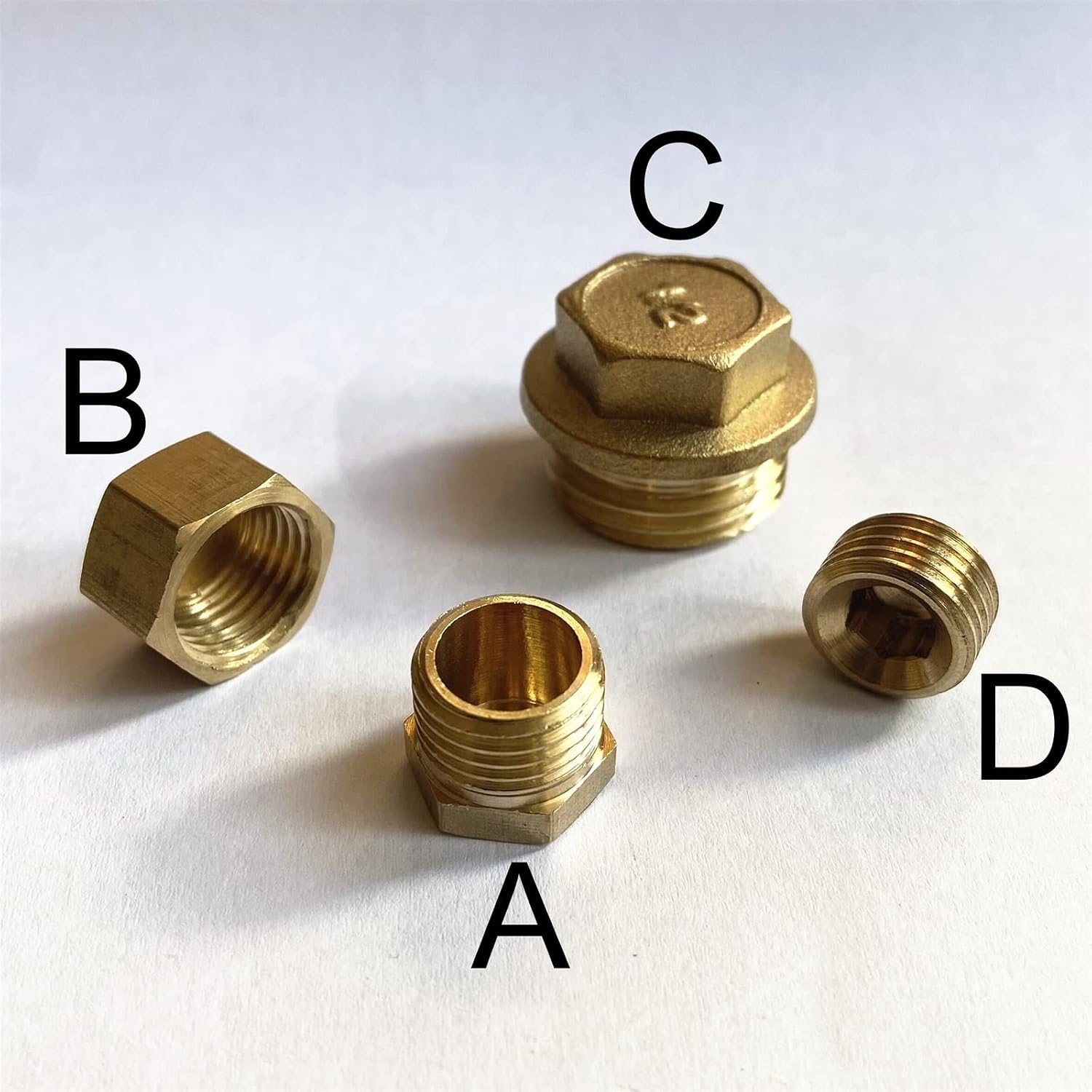 Brass Blanking Stop Caps, 2PCS BSP Female Male Thread Brass Hex Head Socket End Cap Pipe Fitting Coupler(1inch)