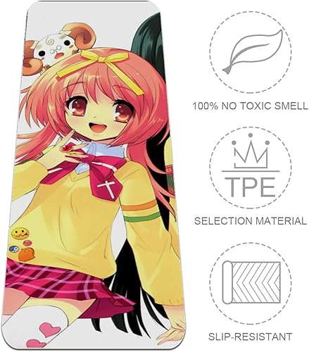 Miniatura 2 de Desheze Esterilla de yoga de anime, uniforme escolar, esterilla de pilates antideslizante, elastómero termoplástico, ecológica, esterilla deportiva