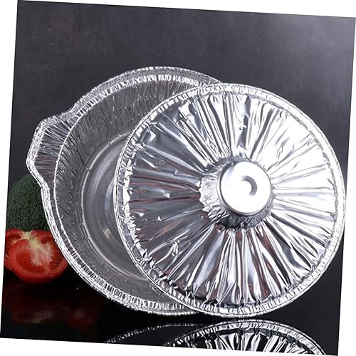Miniatura 4 de Mikinona Olla de papel de aluminio con tapa, recipiente de cocina reciclable para hornear barbacoas y almacenamiento de alimentos, fiestas de