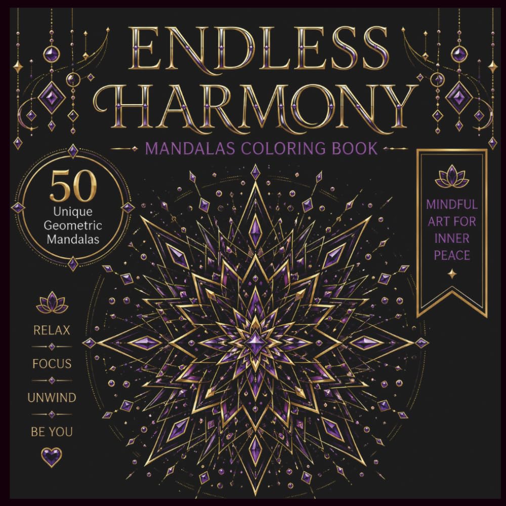 Geometric Mandala Coloring Book for Adults Endless Harmony:: 50 Unique Geometric Mandalas Featuring Sacred Geometry, Symmetrical Patterns and Intricate Designs (The Enchanted Mandala Collection)