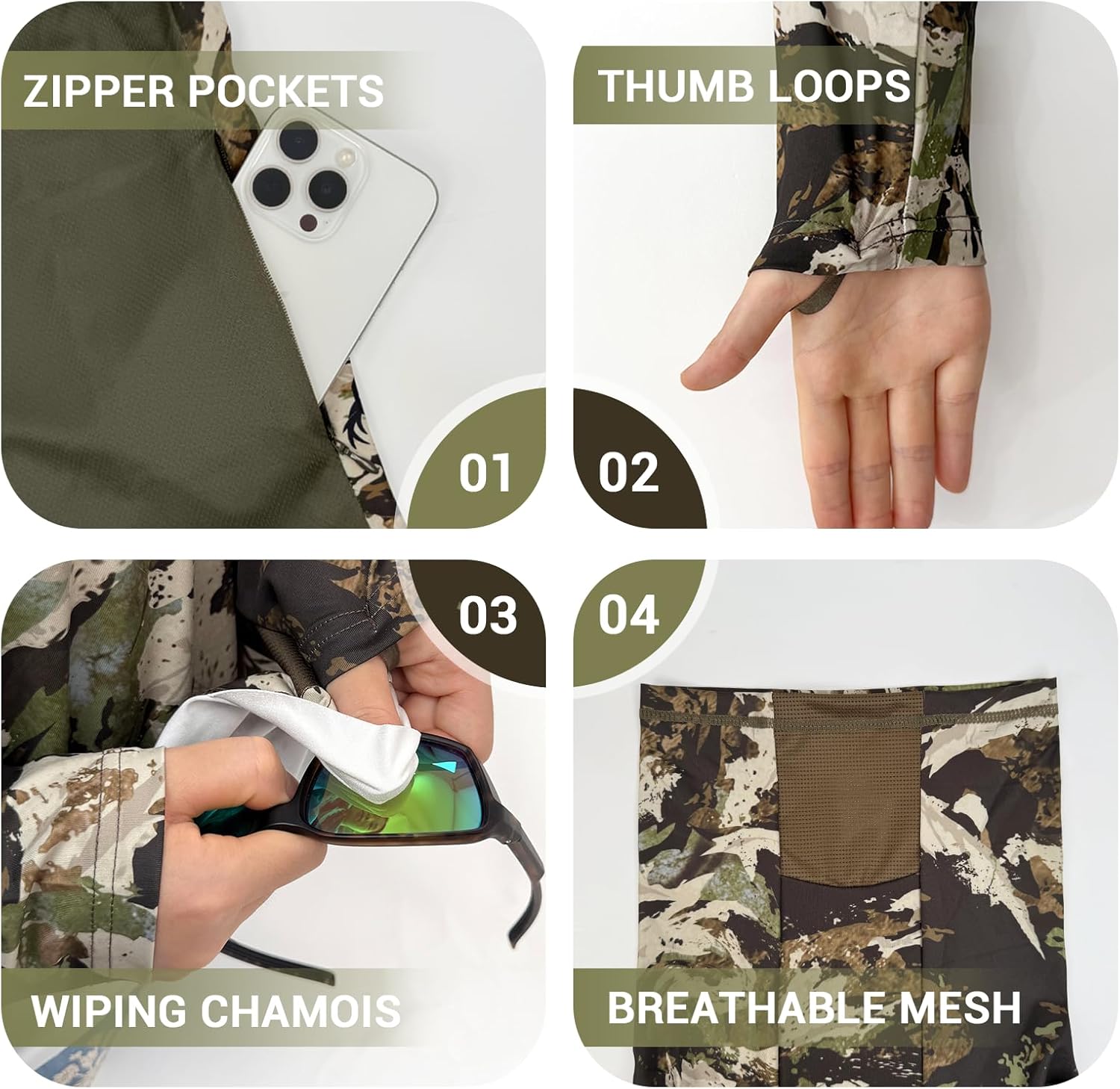 Palmyth Hunting Hoodie with Mask for Men Long Sleeve Sun Protection UV UPF 50+ Camo Fishing Shirts
