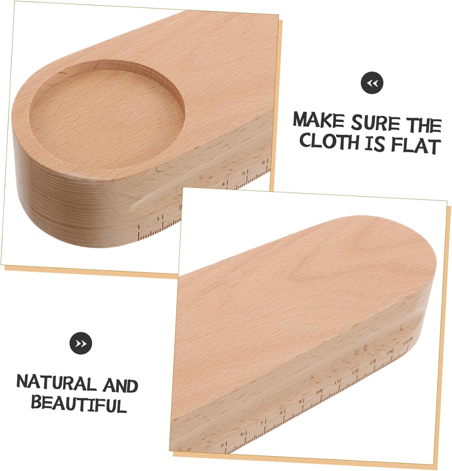 AKOOSY Wooden Tailor Pressing Tool with Built-in Needle Cushion for Seam Flattening and Wrinkle Elimination, Quilting and Hem Pressing Tool for Studio and Home Sewing Use