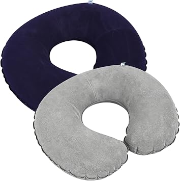 2Pcs Inflatable Travel Pillow,Inflatable Airplane Neck Pillow Blow up Pillows Portable Compact Small U Shape Headrest for Airplane Train Car Office Travel Essential Flight Pillows for a Long Hauls