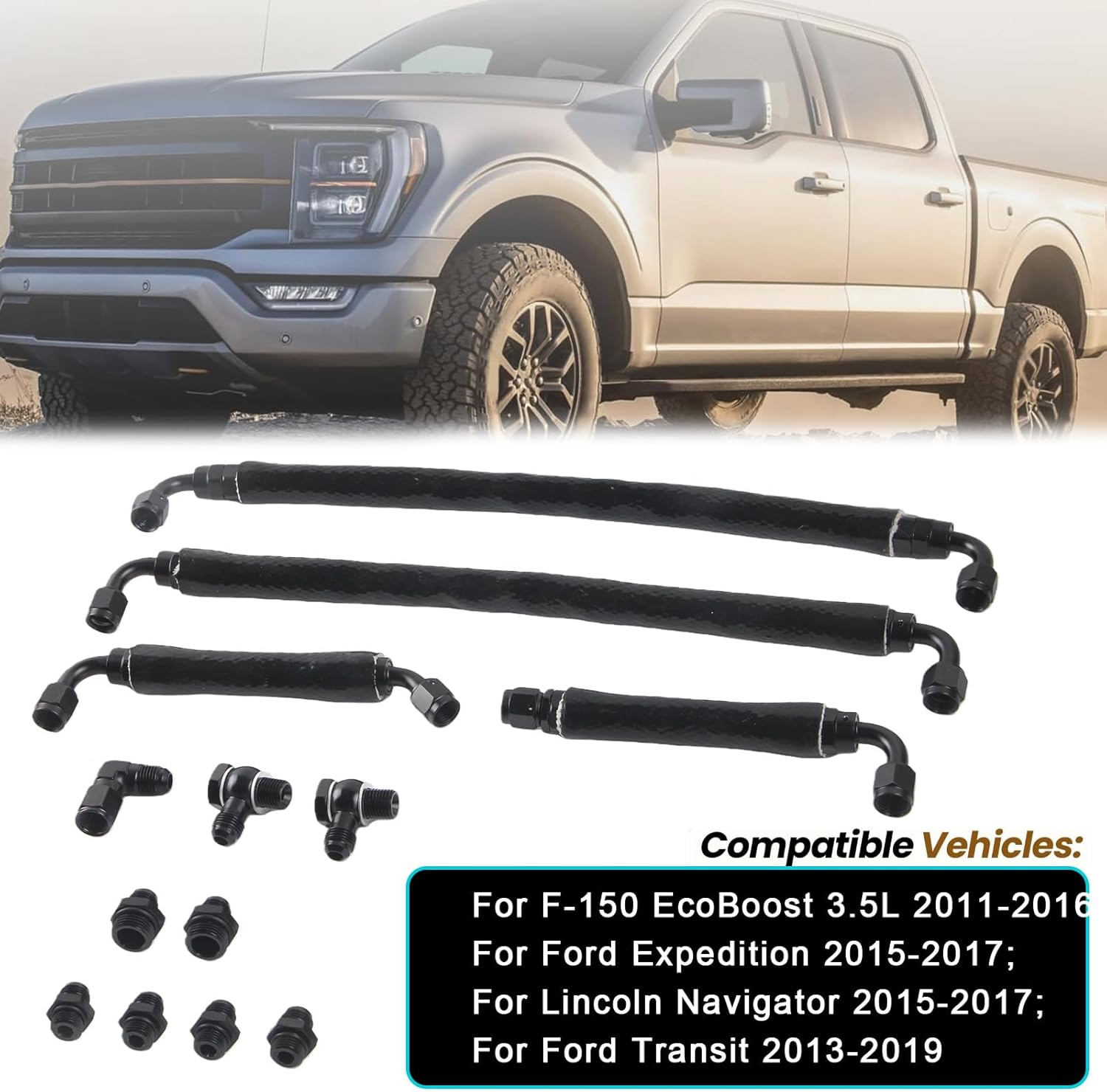 Turbocharger Coolant Line Upgrade Kit Compatible for Ford F-150 3.5L 2011-2016, Expedition 2015-2017, Transit 2013-2024, for Lincoln Navigator 2015-2017 3.5L replacement parts