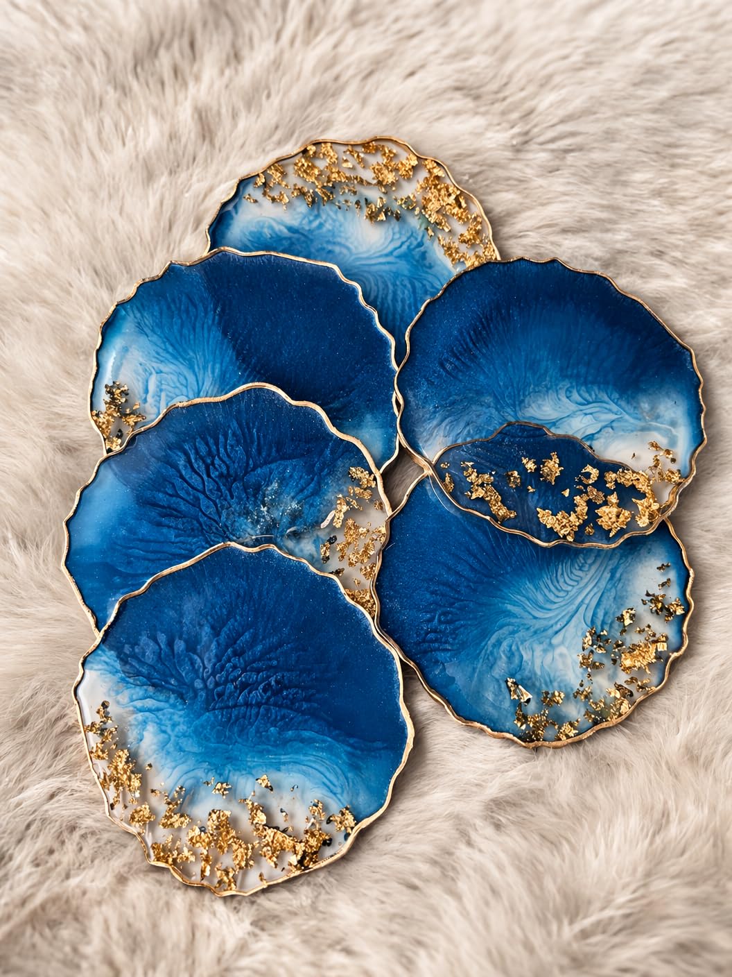 Ocean Blue Resin Art Coasters (Pack of 6) – Premium Coastal Theme Tea & Coffee Table Decor with Heat & Water Resistant Handcrafted Design-image-35
