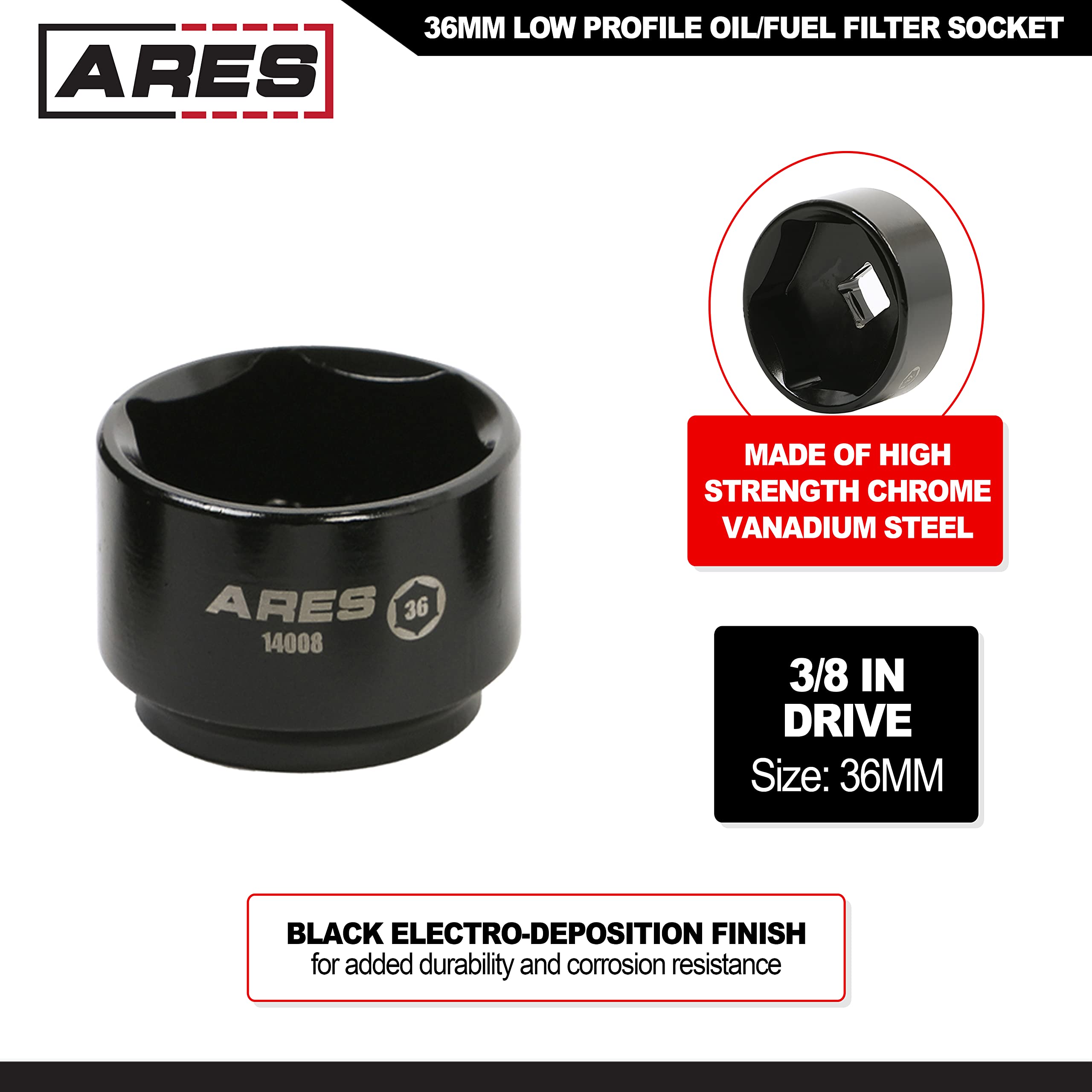 Oil/Fuel Filter Socket 24/35/36mm Reversible – For 2003-2010 Ford Diesel 6.0L